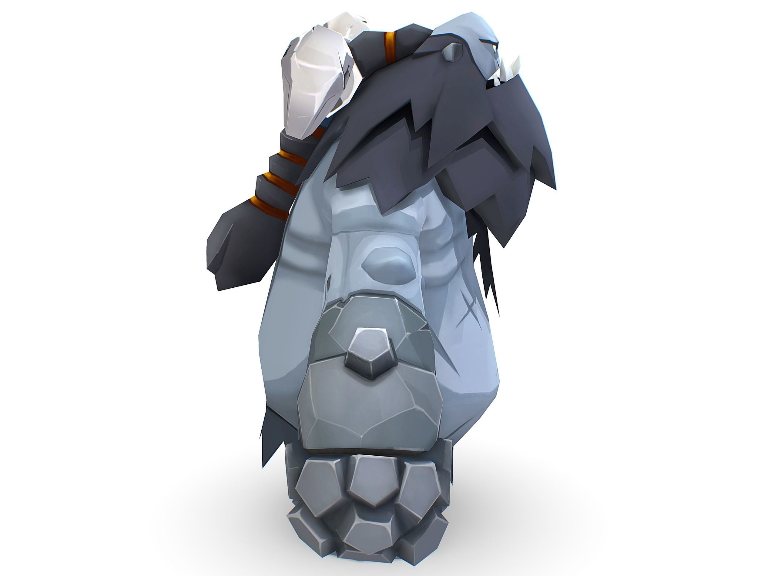Grey Giant Golem Troll Snowman Viking Warrior Iceman Low-poly 3D model_5