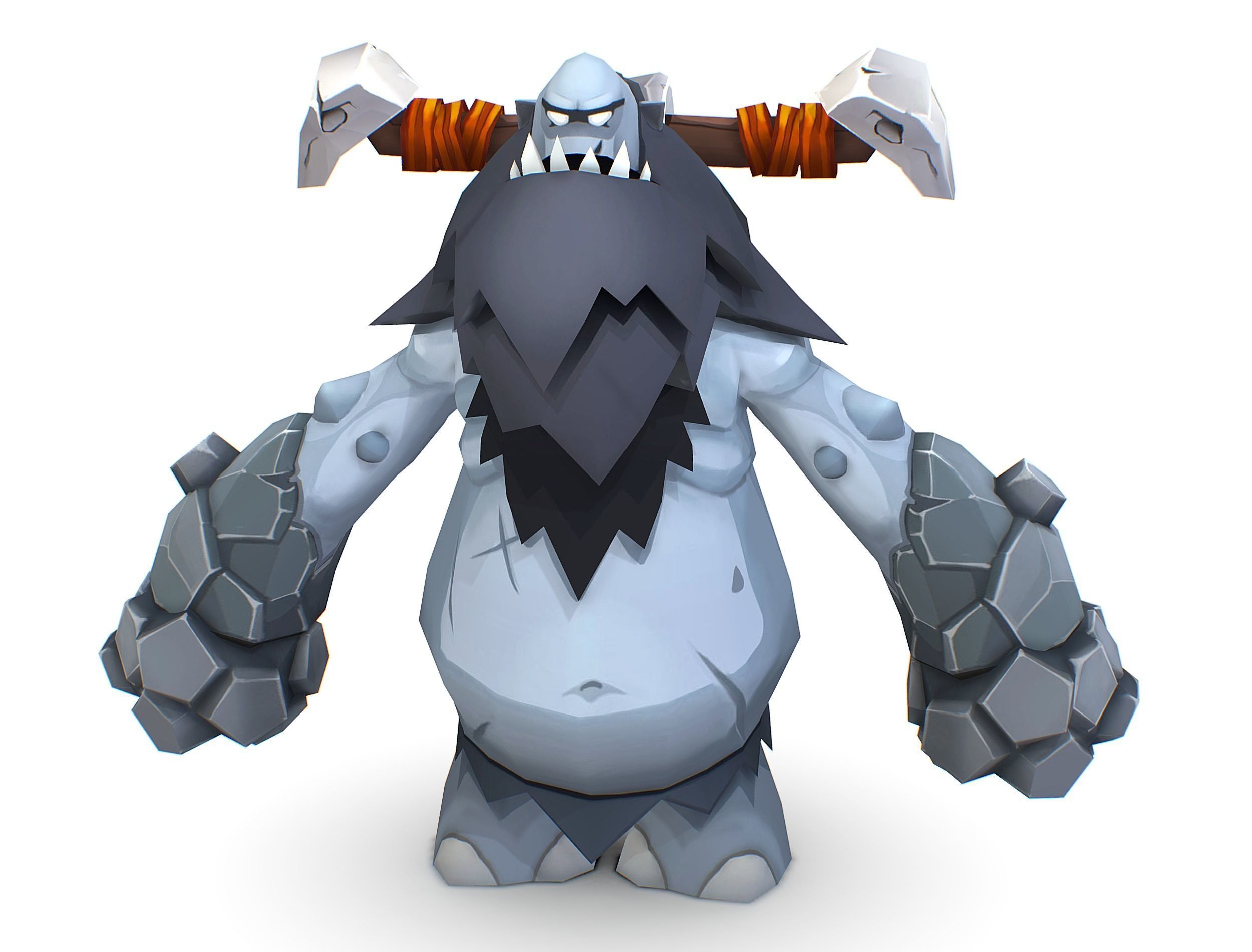 Grey Giant Golem Troll Snowman Viking Warrior Iceman Low-poly 3D model_19