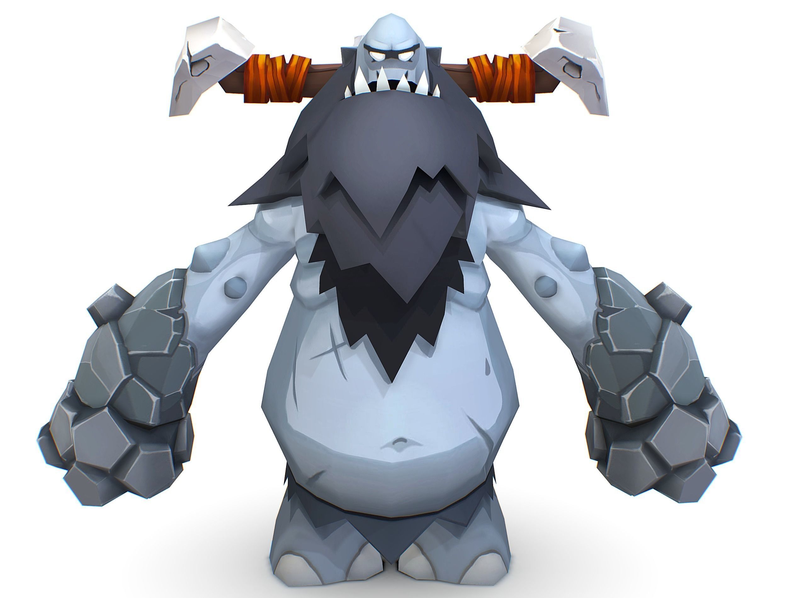 Grey Giant Golem Troll Snowman Viking Warrior Iceman Low-poly 3D model_21