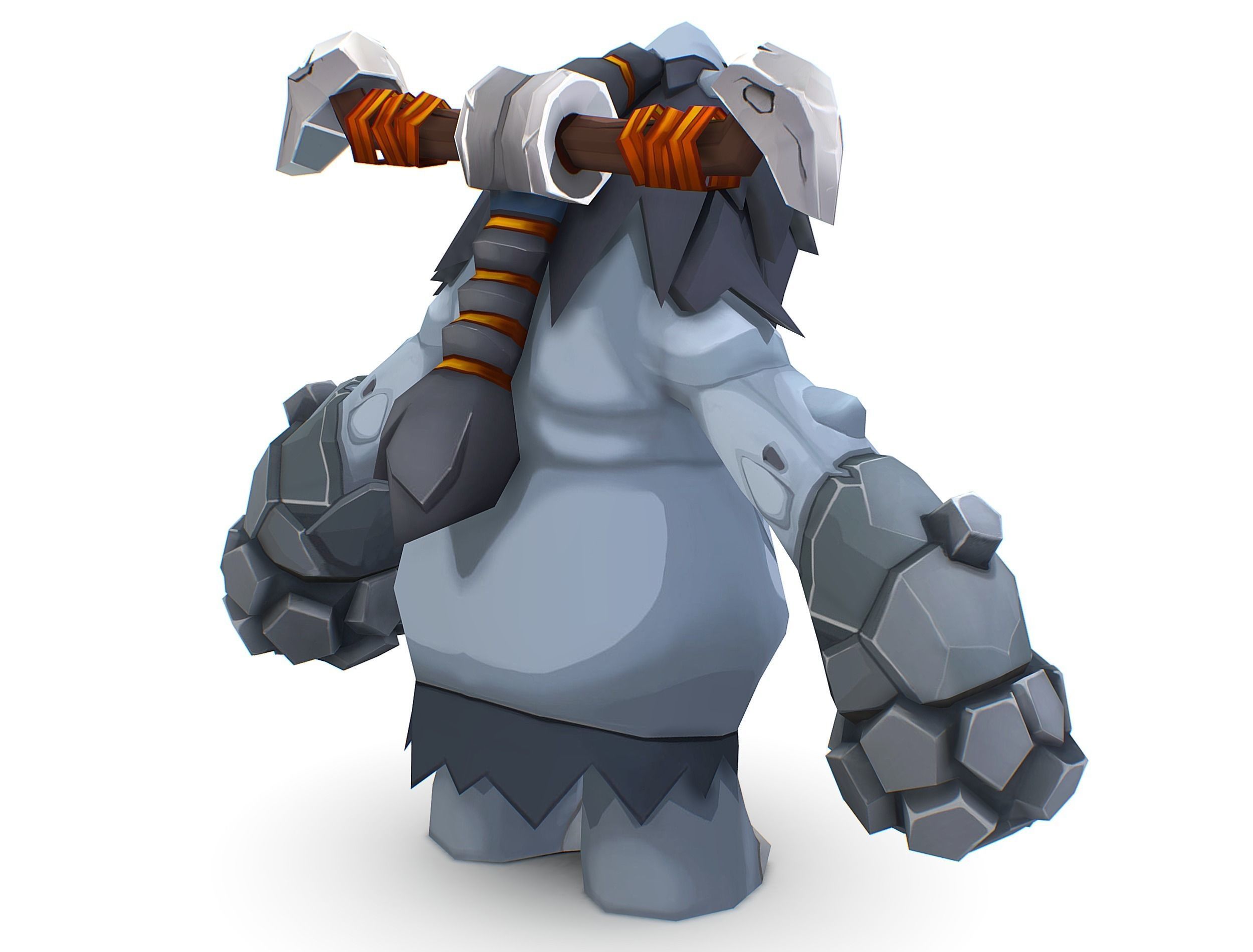 Grey Giant Golem Troll Snowman Viking Warrior Iceman Low-poly 3D model_8