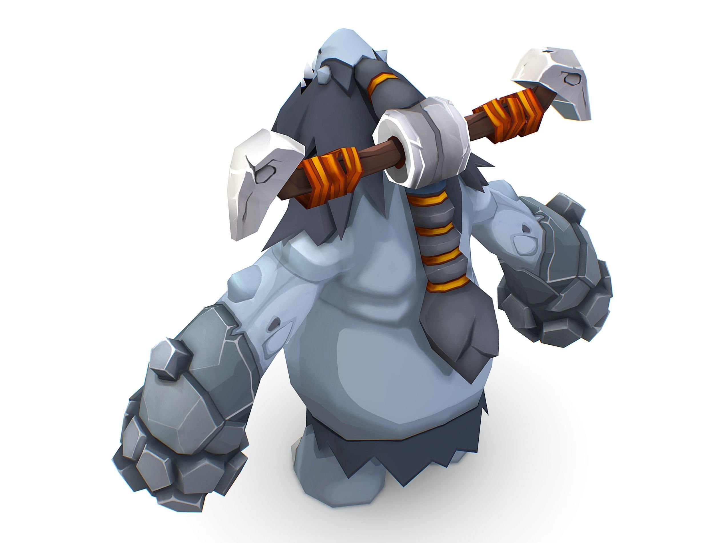 Grey Giant Golem Troll Snowman Viking Warrior Iceman Low-poly 3D model_27
