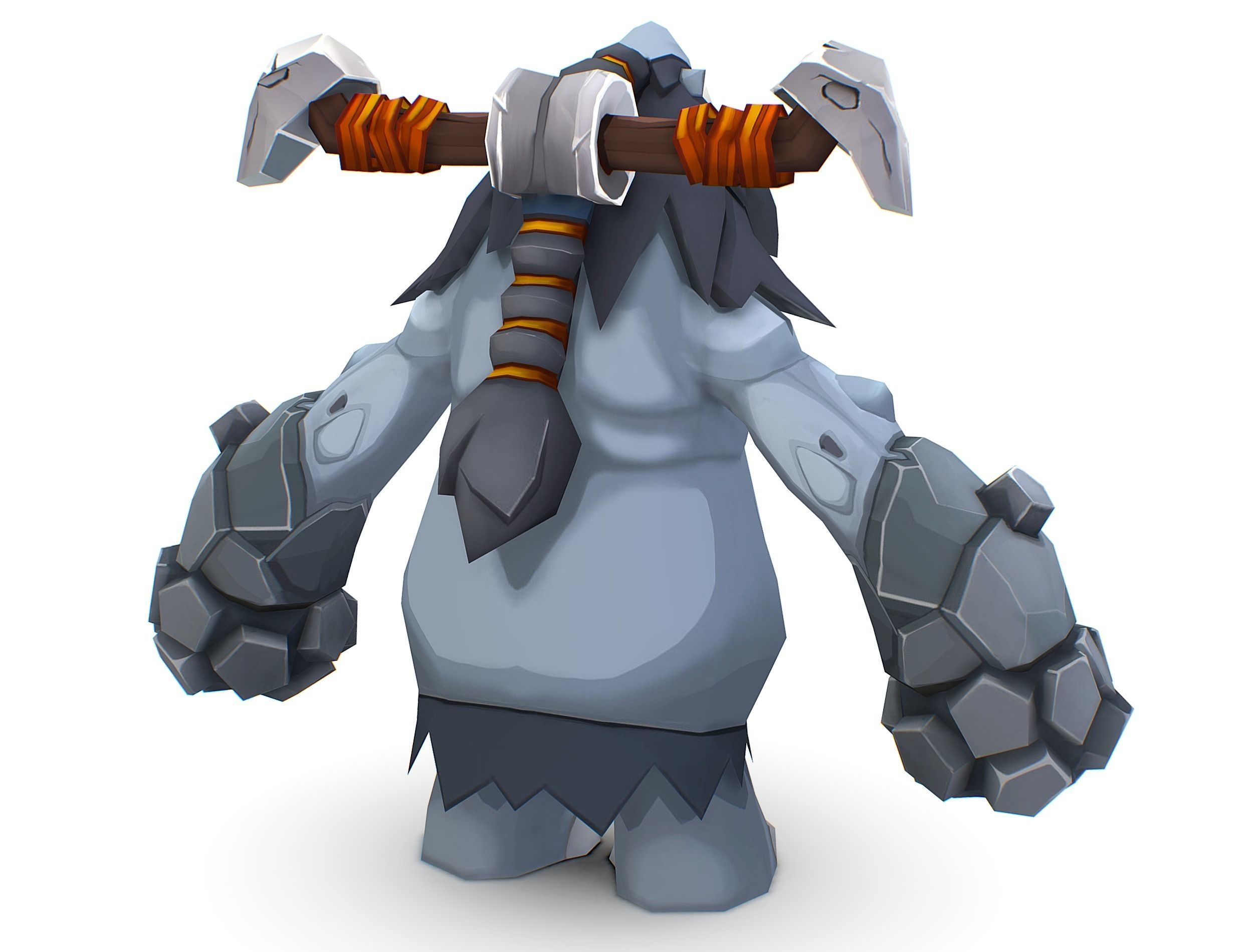 Grey Giant Golem Troll Snowman Viking Warrior Iceman Low-poly 3D model_9
