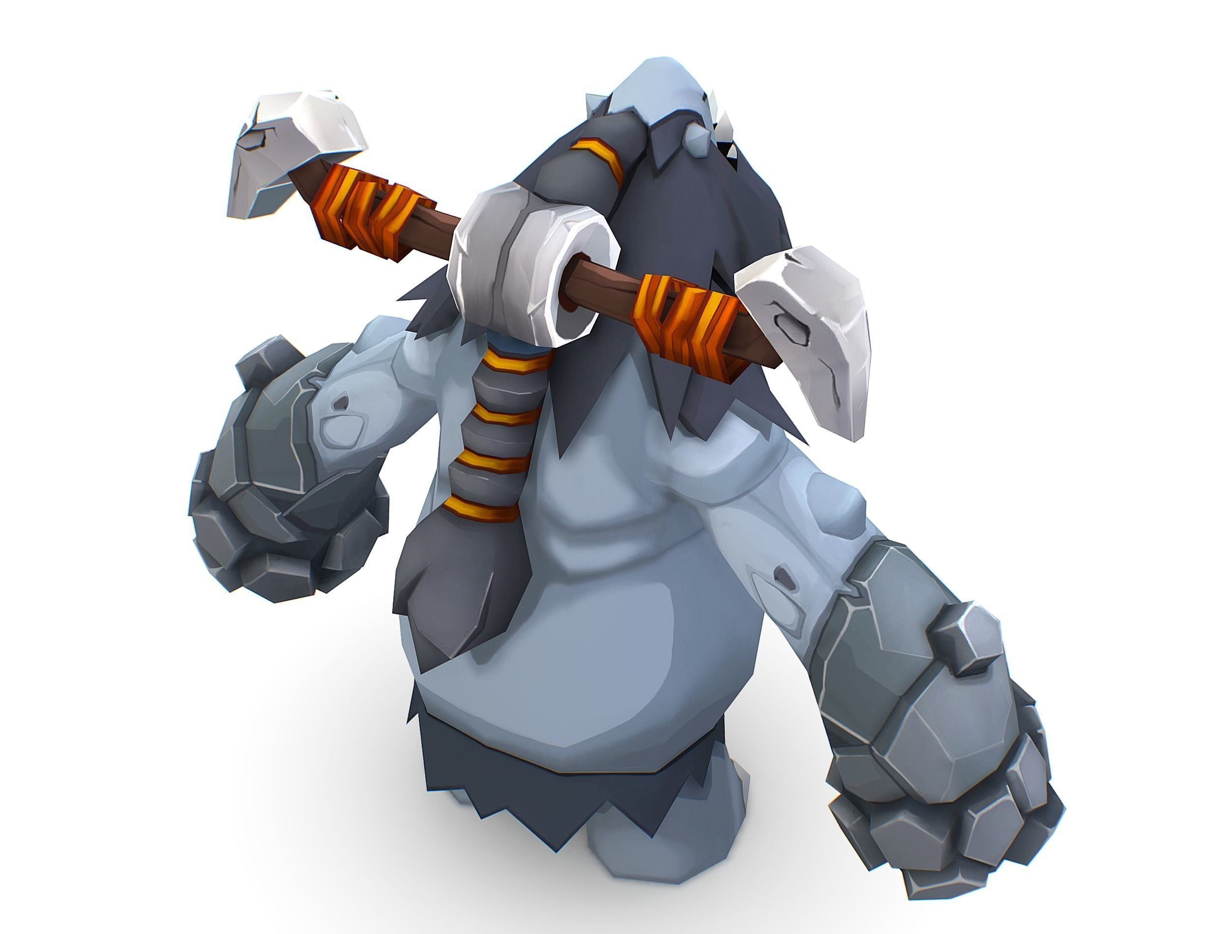 Grey Giant Golem Troll Snowman Viking Warrior Iceman Low-poly 3D model_28