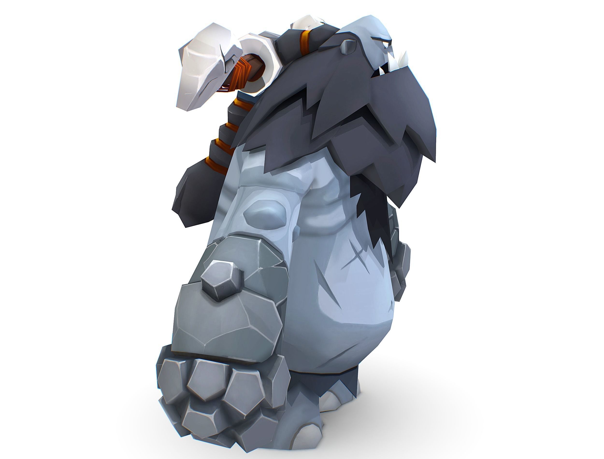 Grey Giant Golem Troll Snowman Viking Warrior Iceman Low-poly 3D model_4