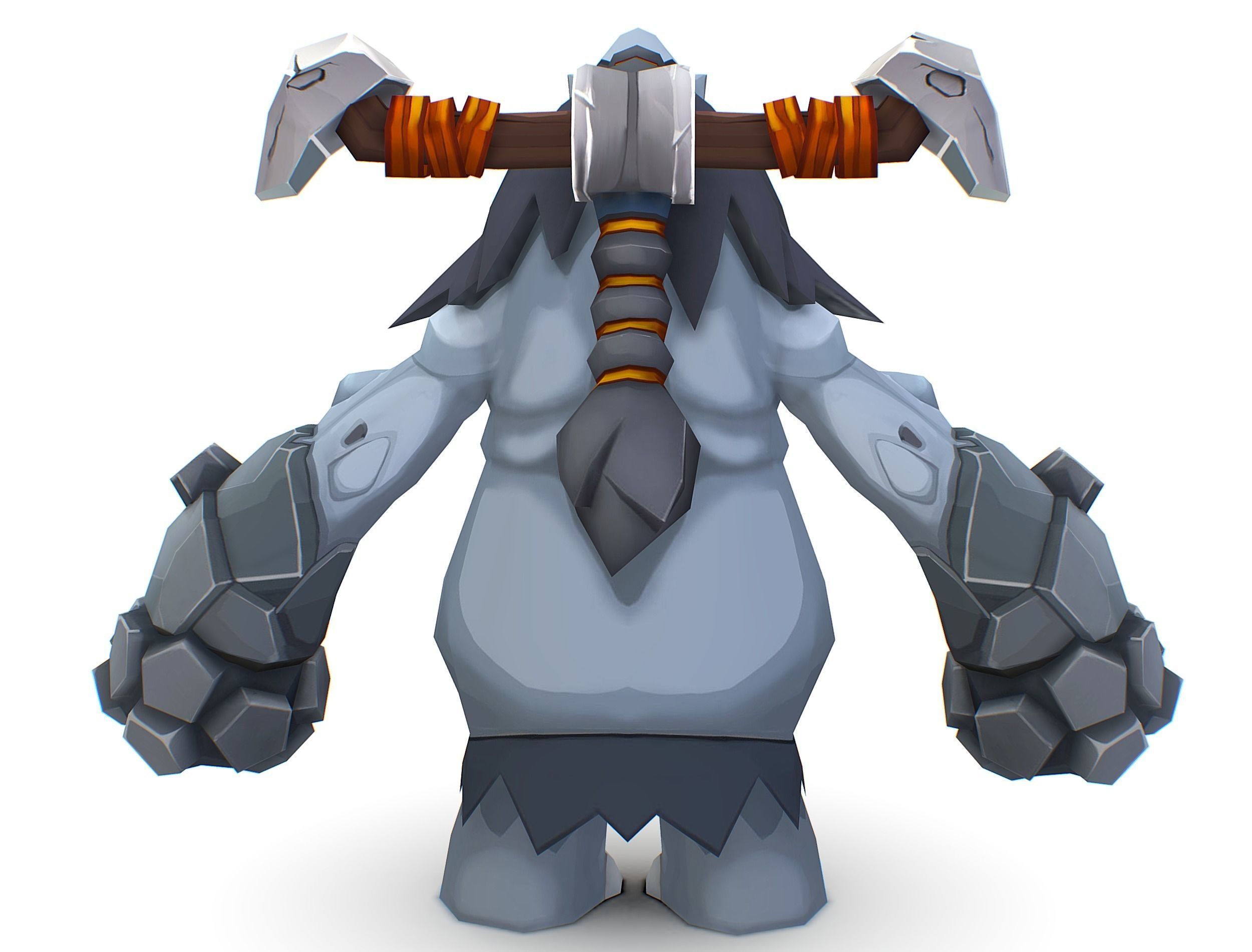 Grey Giant Golem Troll Snowman Viking Warrior Iceman Low-poly 3D model_23