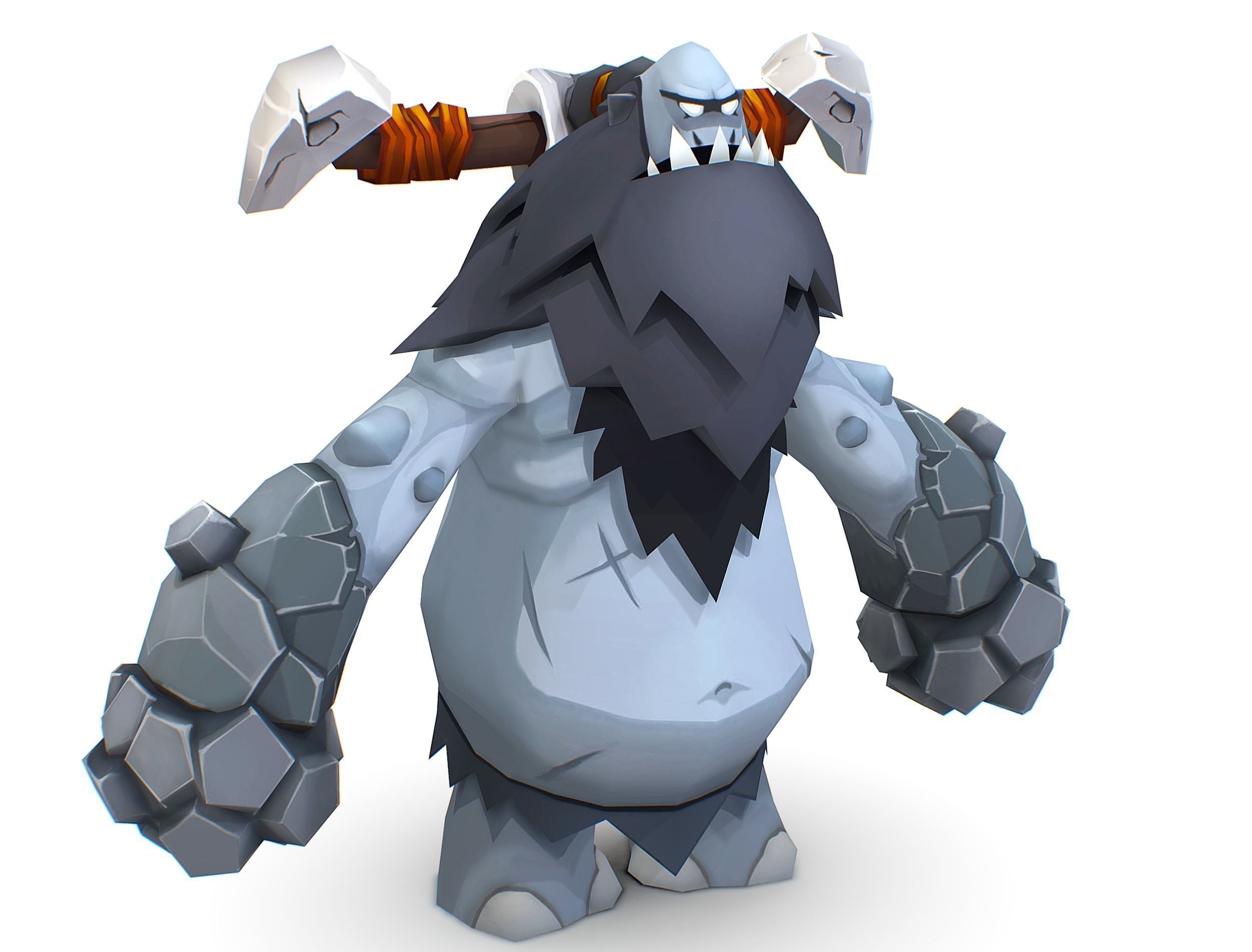 Grey Giant Golem Troll Snowman Viking Warrior Iceman Low-poly 3D model_1