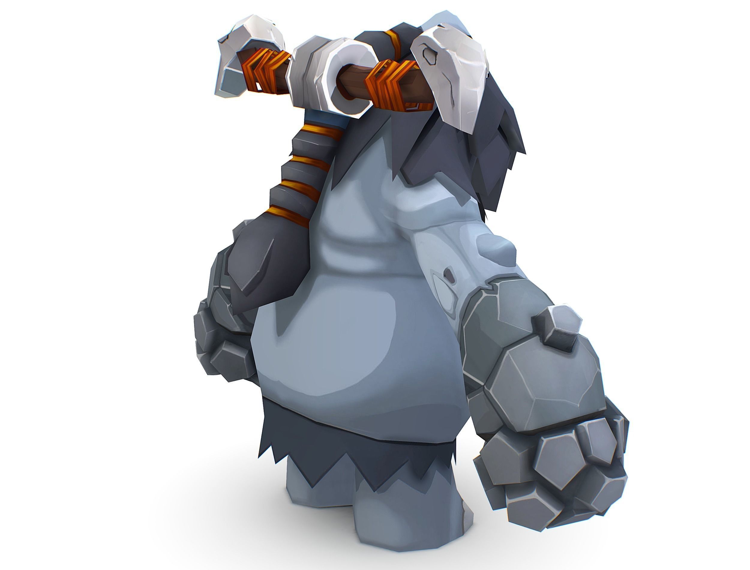 Grey Giant Golem Troll Snowman Viking Warrior Iceman Low-poly 3D model_7