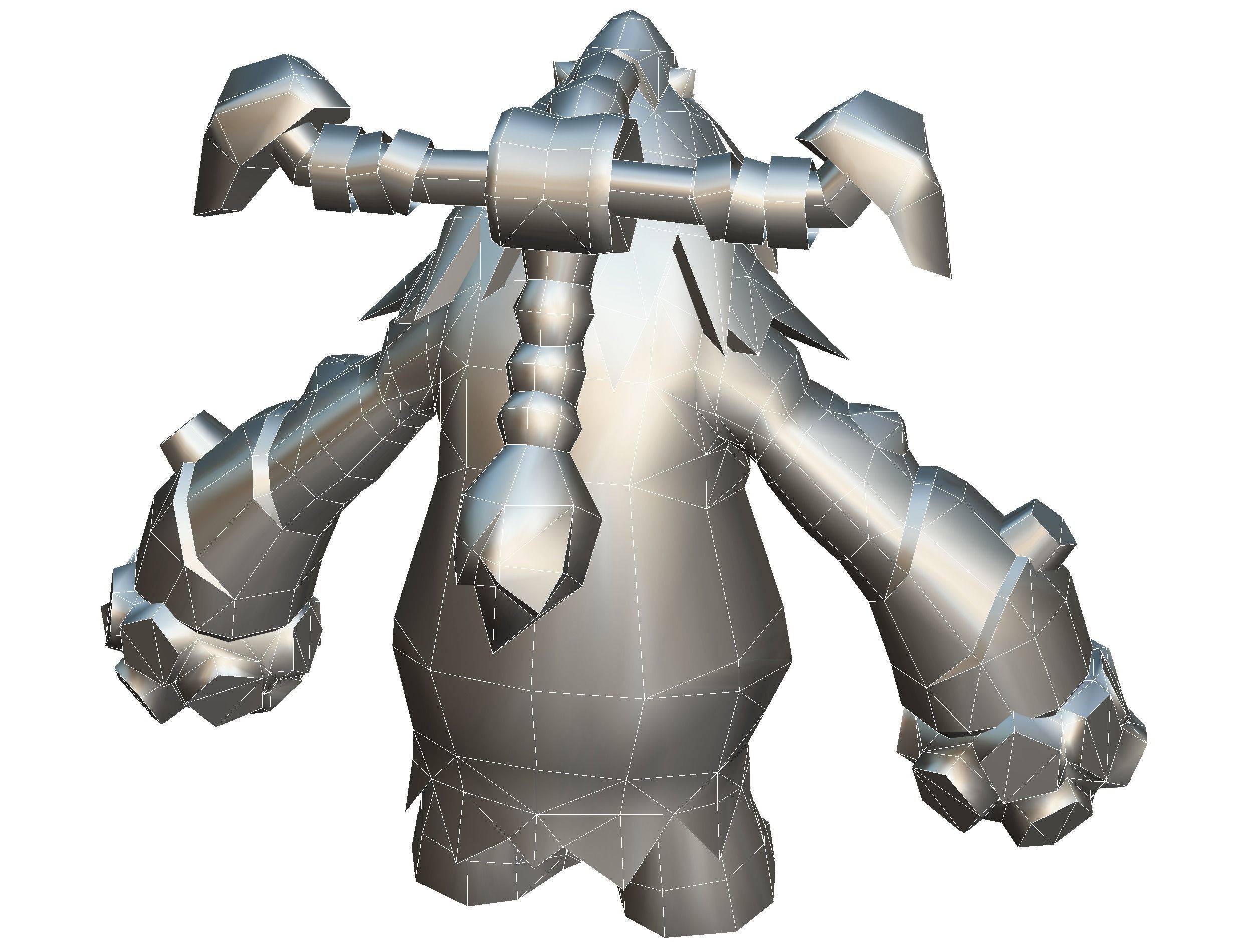 Grey Giant Golem Troll Snowman Viking Warrior Iceman Low-poly 3D model_32