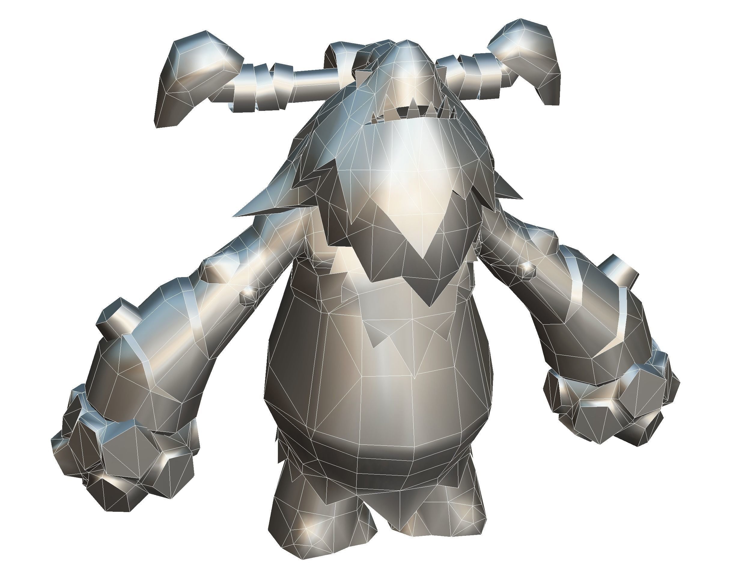 Grey Giant Golem Troll Snowman Viking Warrior Iceman Low-poly 3D model_30