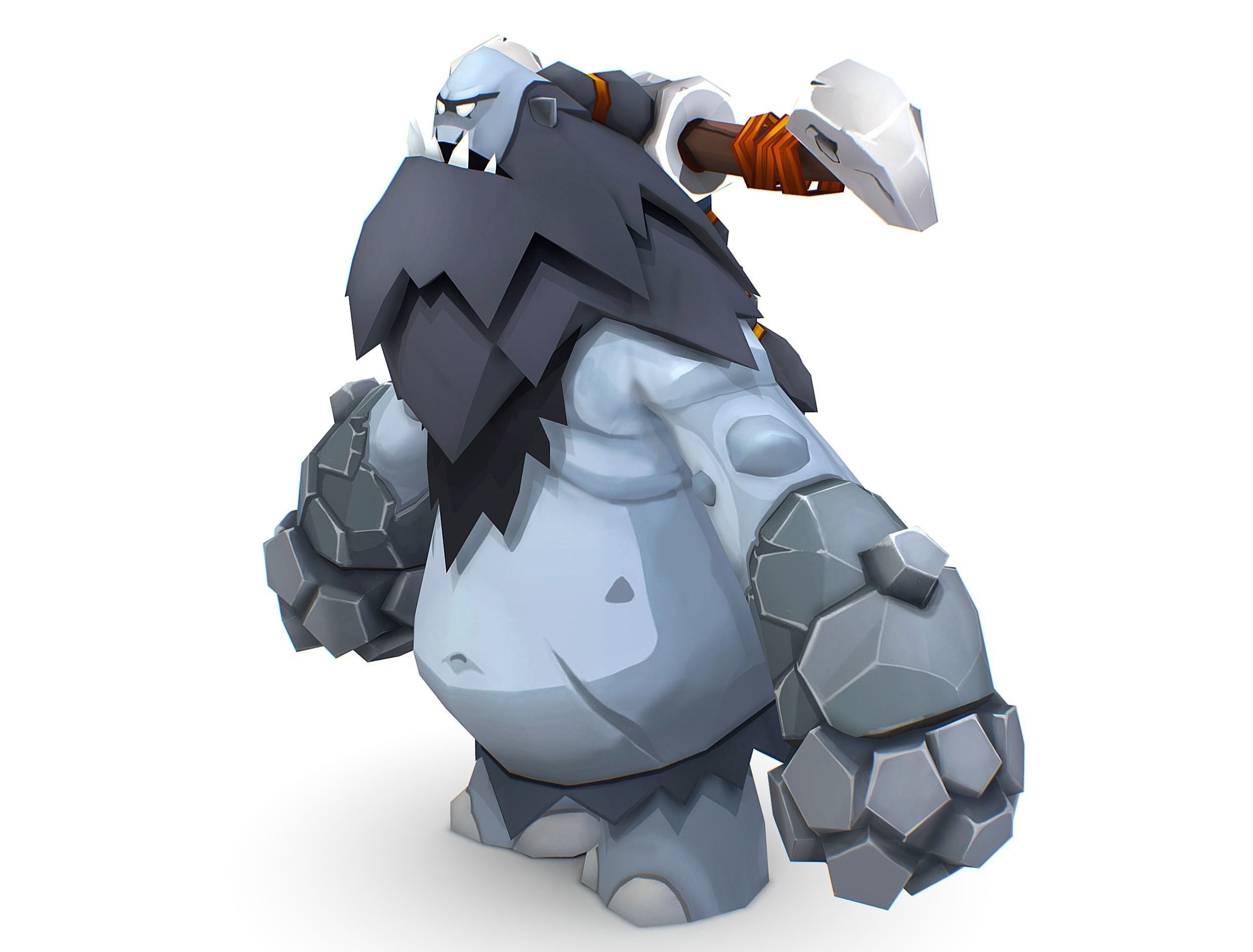Grey Giant Golem Troll Snowman Viking Warrior Iceman Low-poly 3D model_17