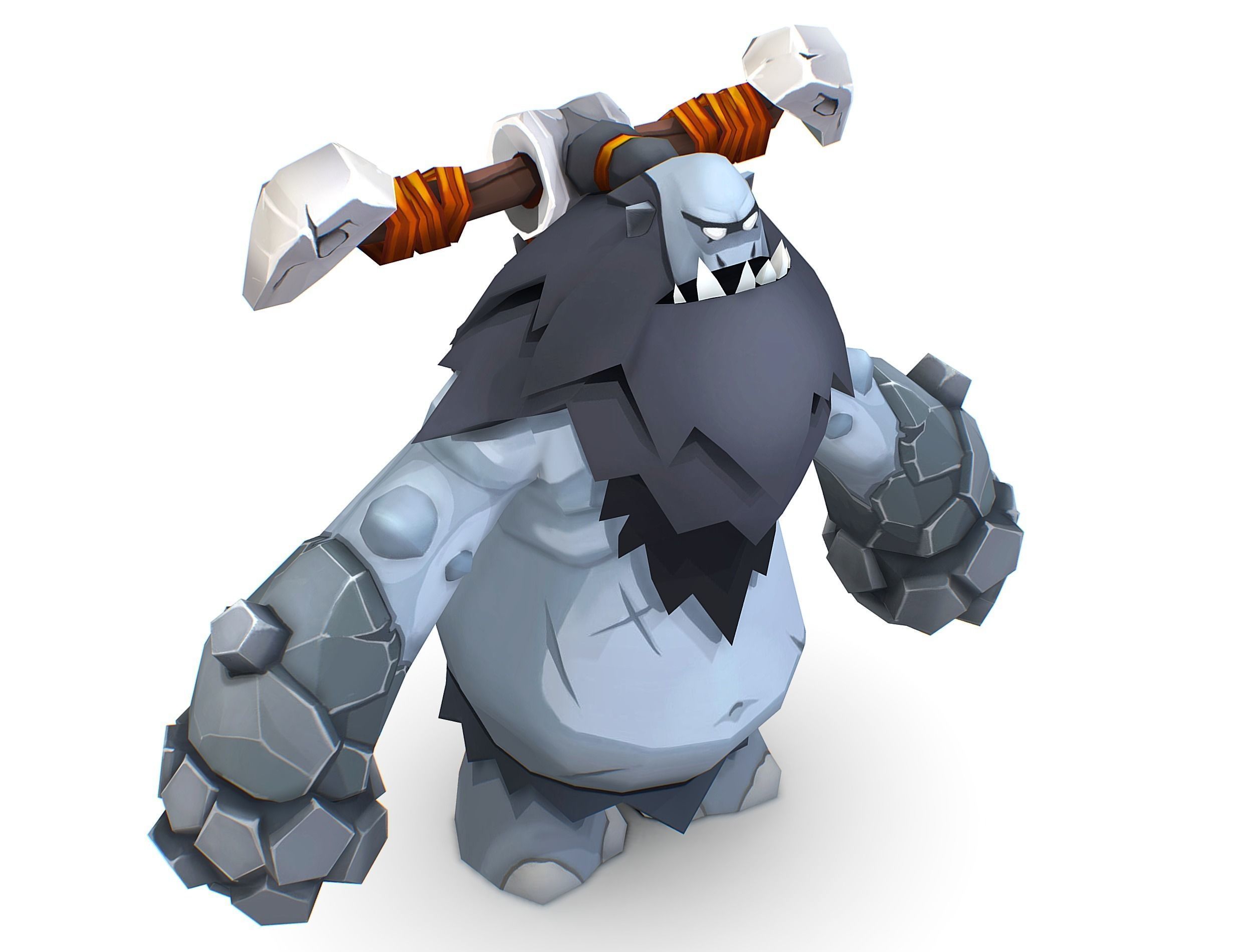 Grey Giant Golem Troll Snowman Viking Warrior Iceman Low-poly 3D model_25