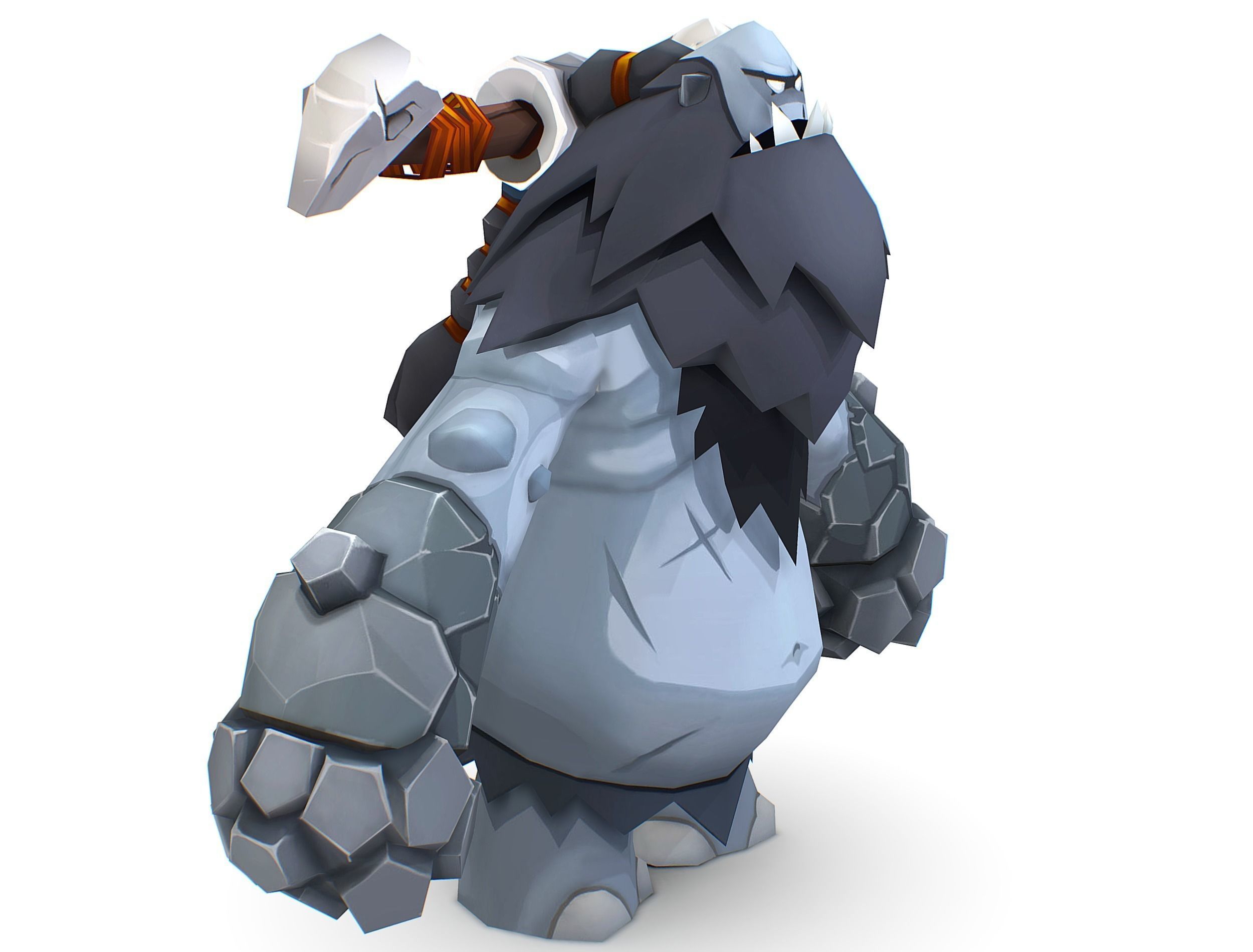 Grey Giant Golem Troll Snowman Viking Warrior Iceman Low-poly 3D model_3