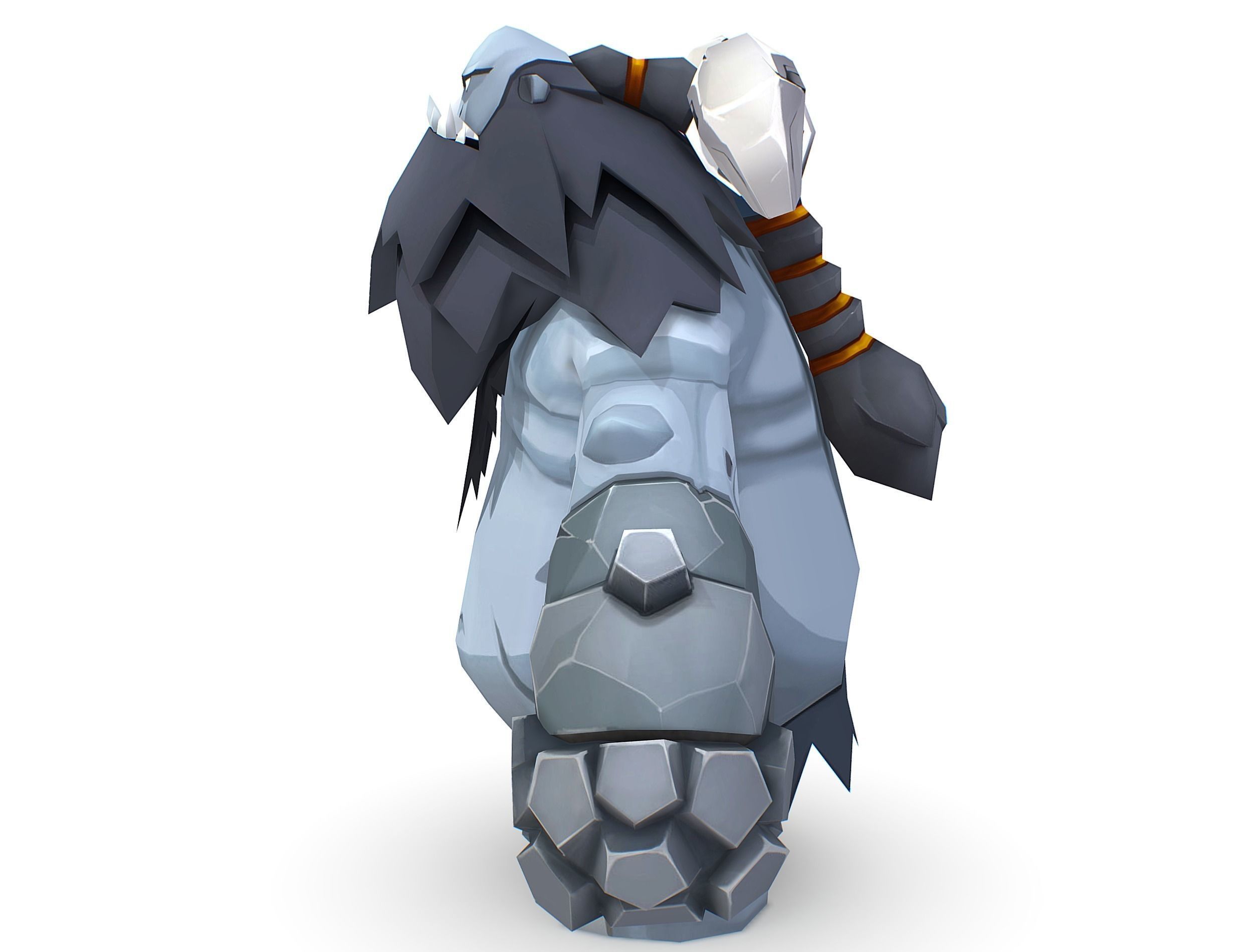 Grey Giant Golem Troll Snowman Viking Warrior Iceman Low-poly 3D model_24
