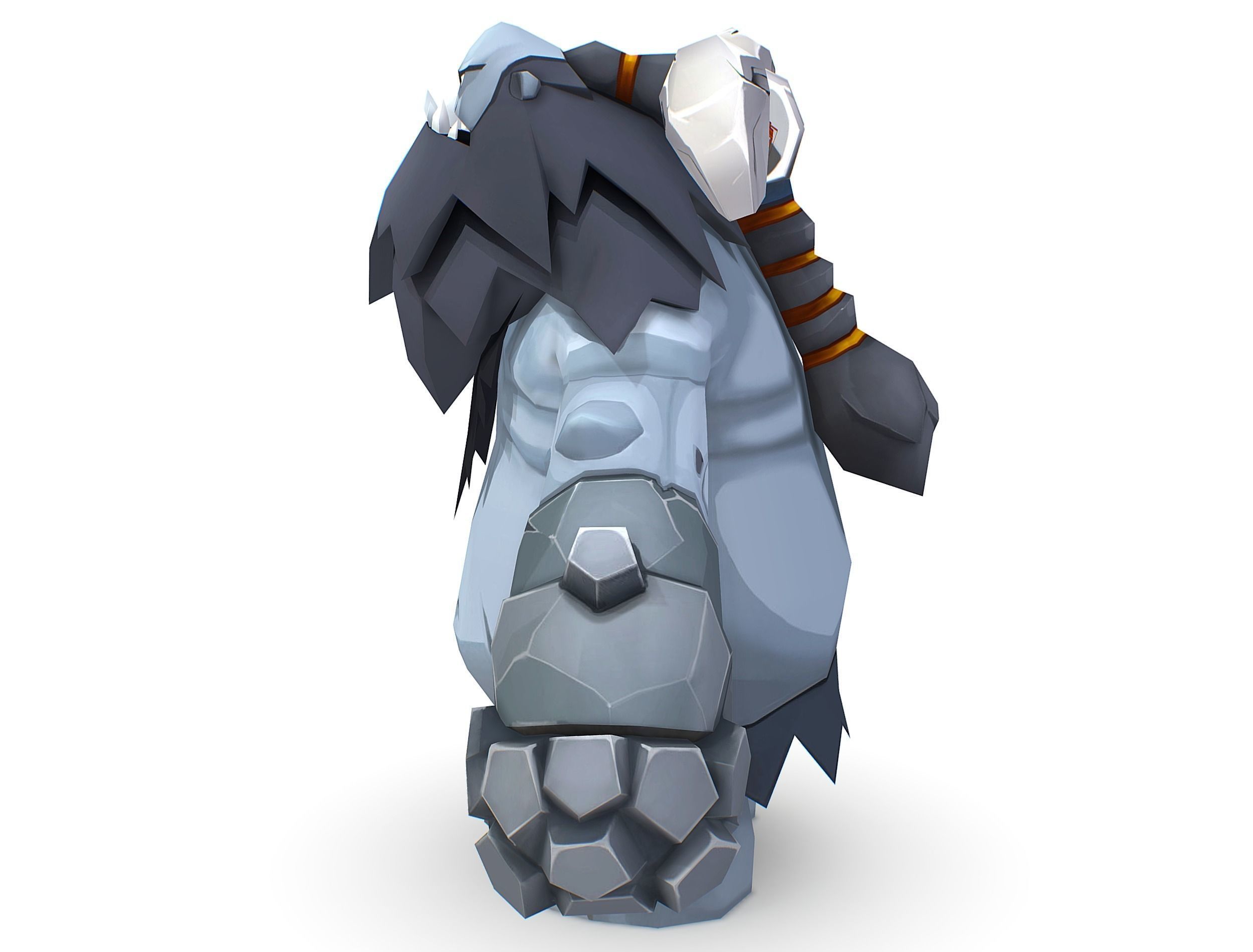 Grey Giant Golem Troll Snowman Viking Warrior Iceman Low-poly 3D model_15