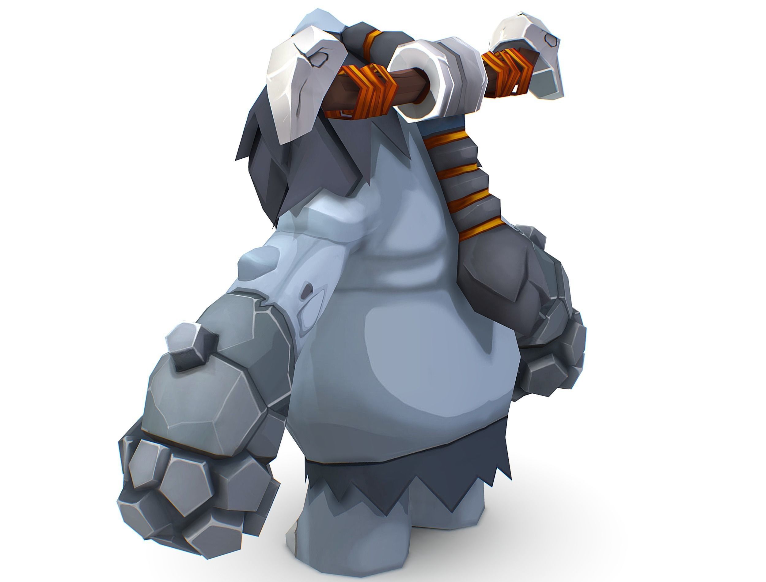 Grey Giant Golem Troll Snowman Viking Warrior Iceman Low-poly 3D model_13