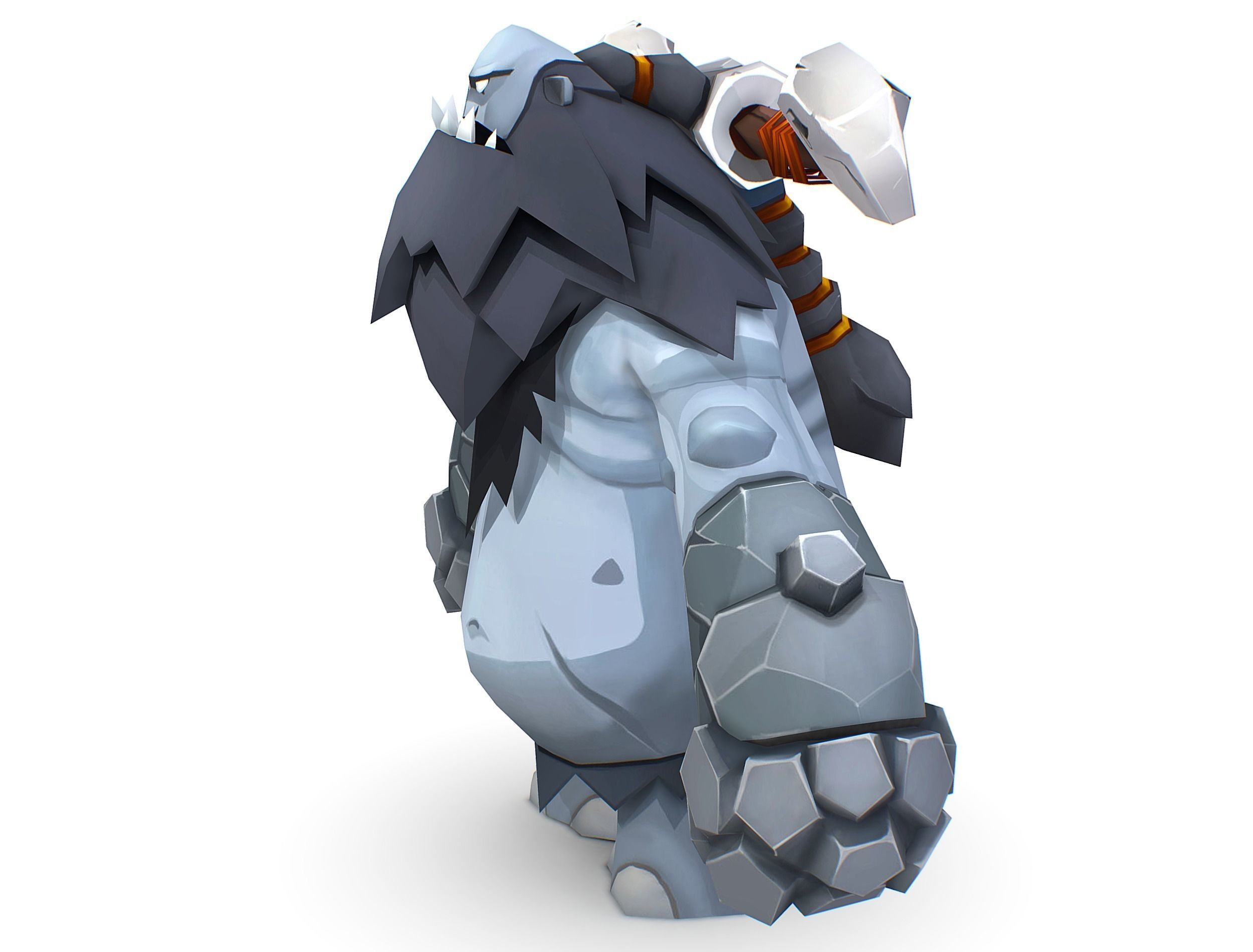 Grey Giant Golem Troll Snowman Viking Warrior Iceman Low-poly 3D model_16