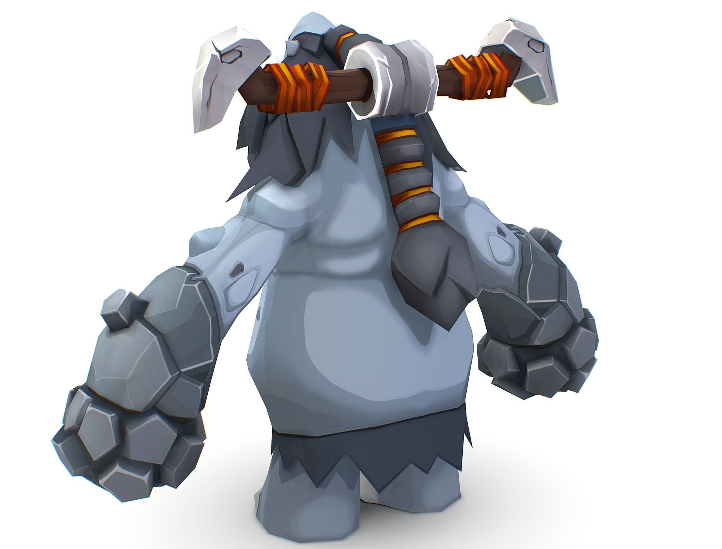 Grey Giant Golem Troll Snowman Viking Warrior Iceman Low-poly 3D model_12
