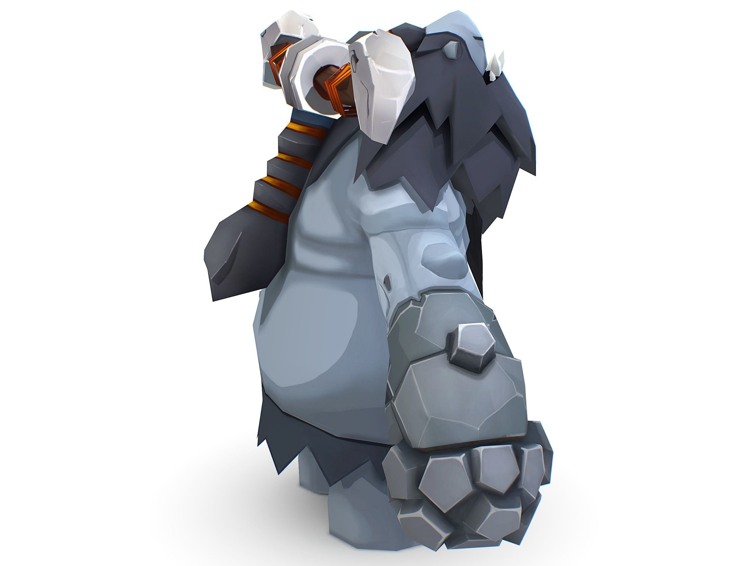 Grey Giant Golem Troll Snowman Viking Warrior Iceman Low-poly 3D model_6
