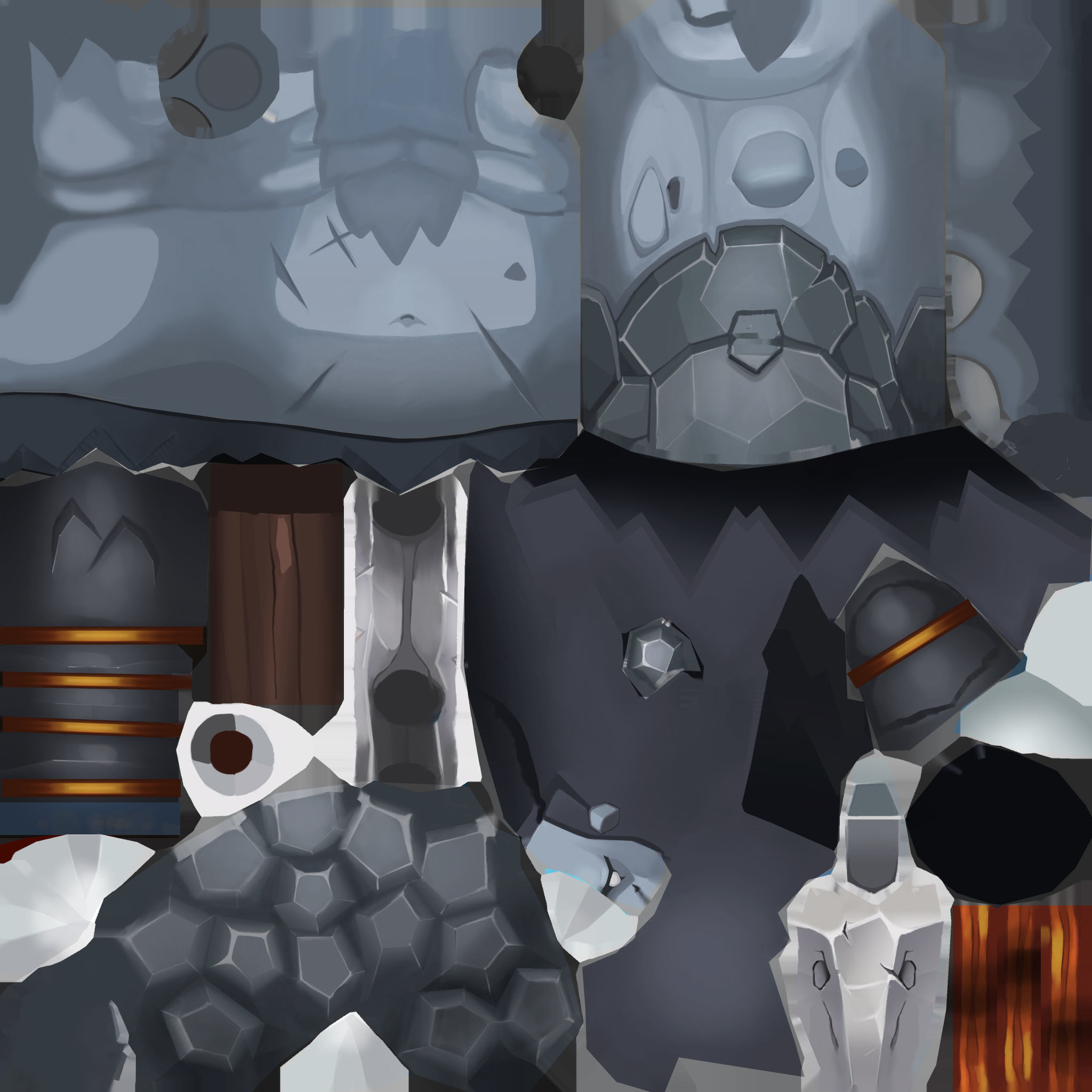 Grey Giant Golem Troll Snowman Viking Warrior Iceman Low-poly 3D model_34
