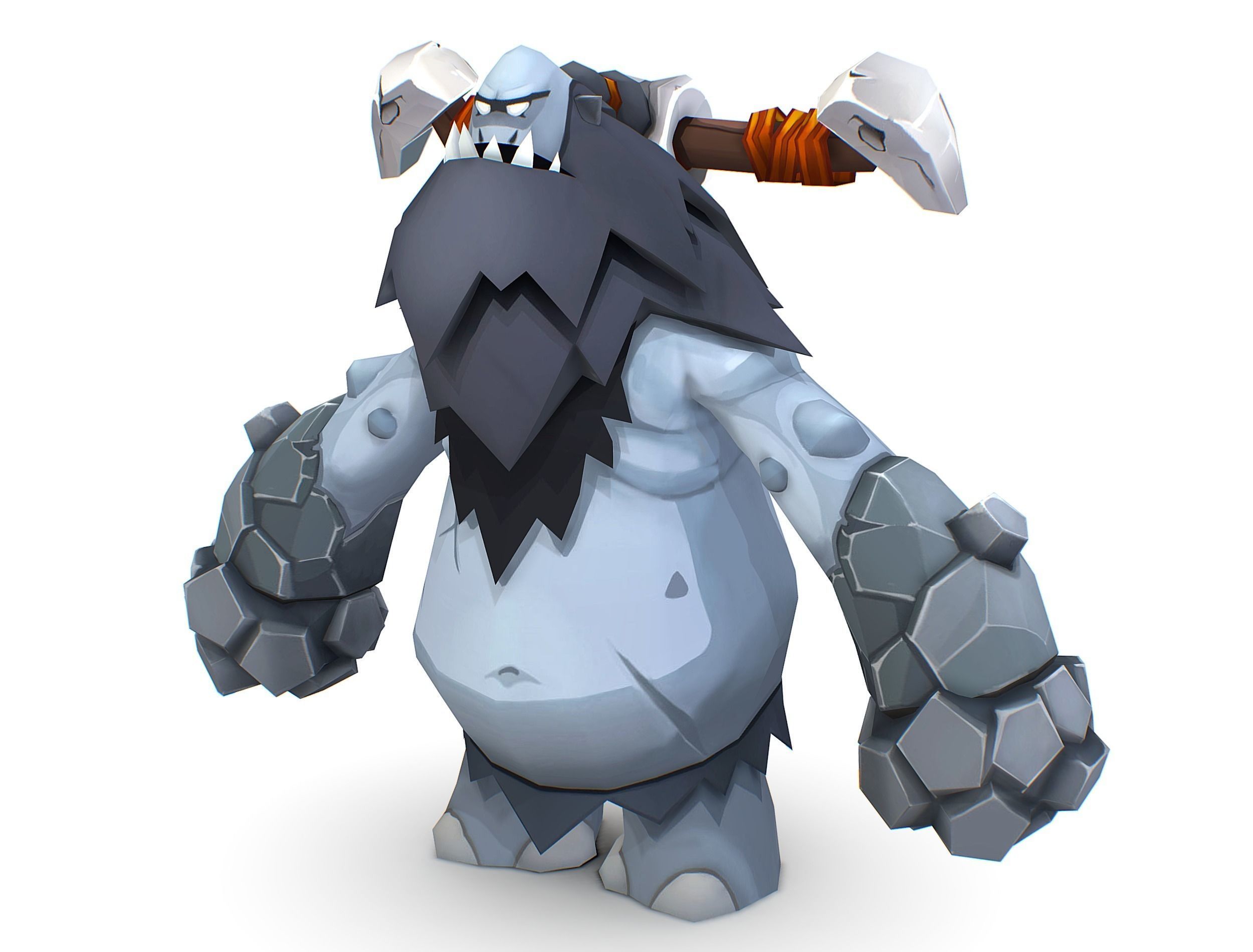Grey Giant Golem Troll Snowman Viking Warrior Iceman Low-poly 3D model_18