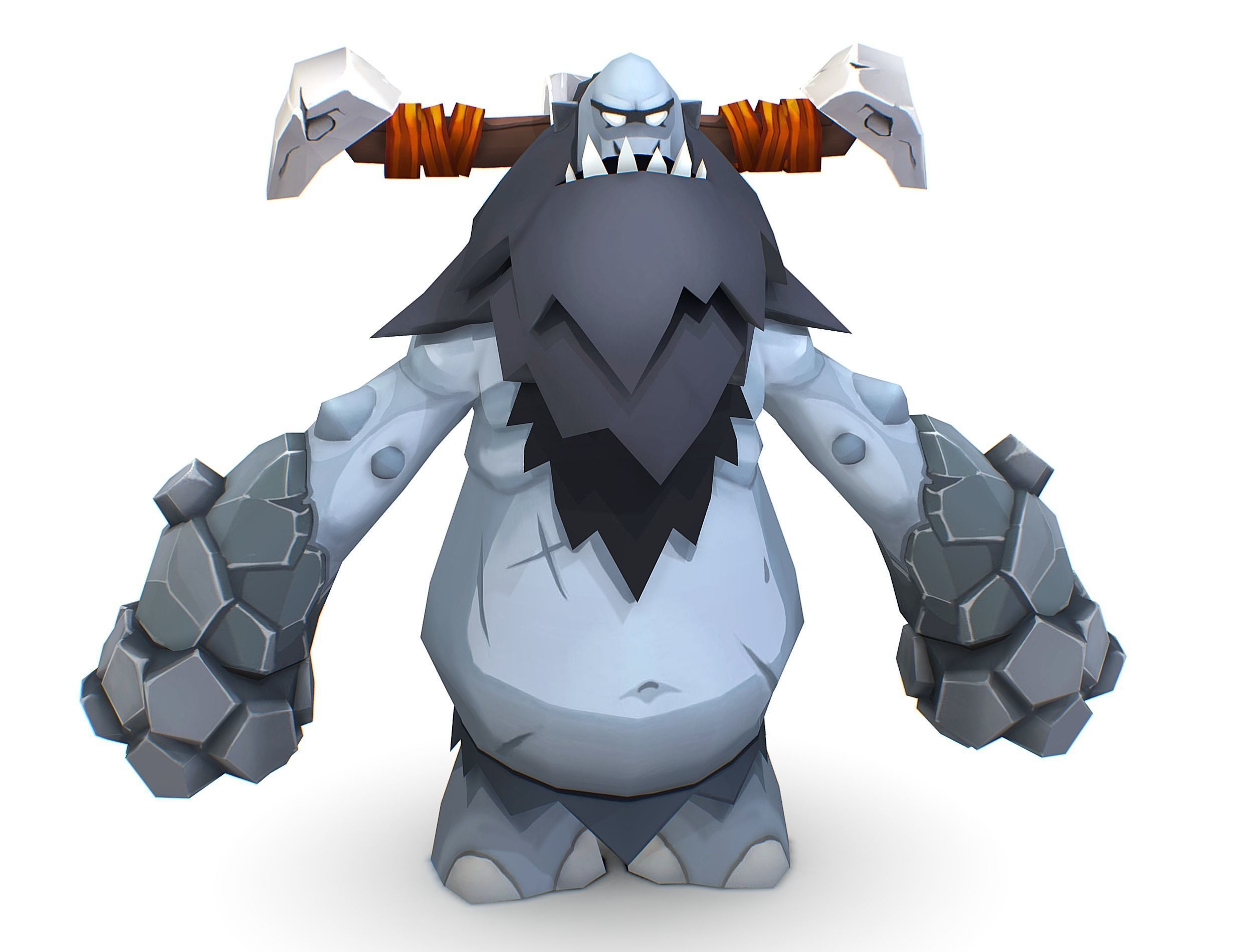 Grey Giant Golem Troll Snowman Viking Warrior Iceman Low-poly 3D model_20