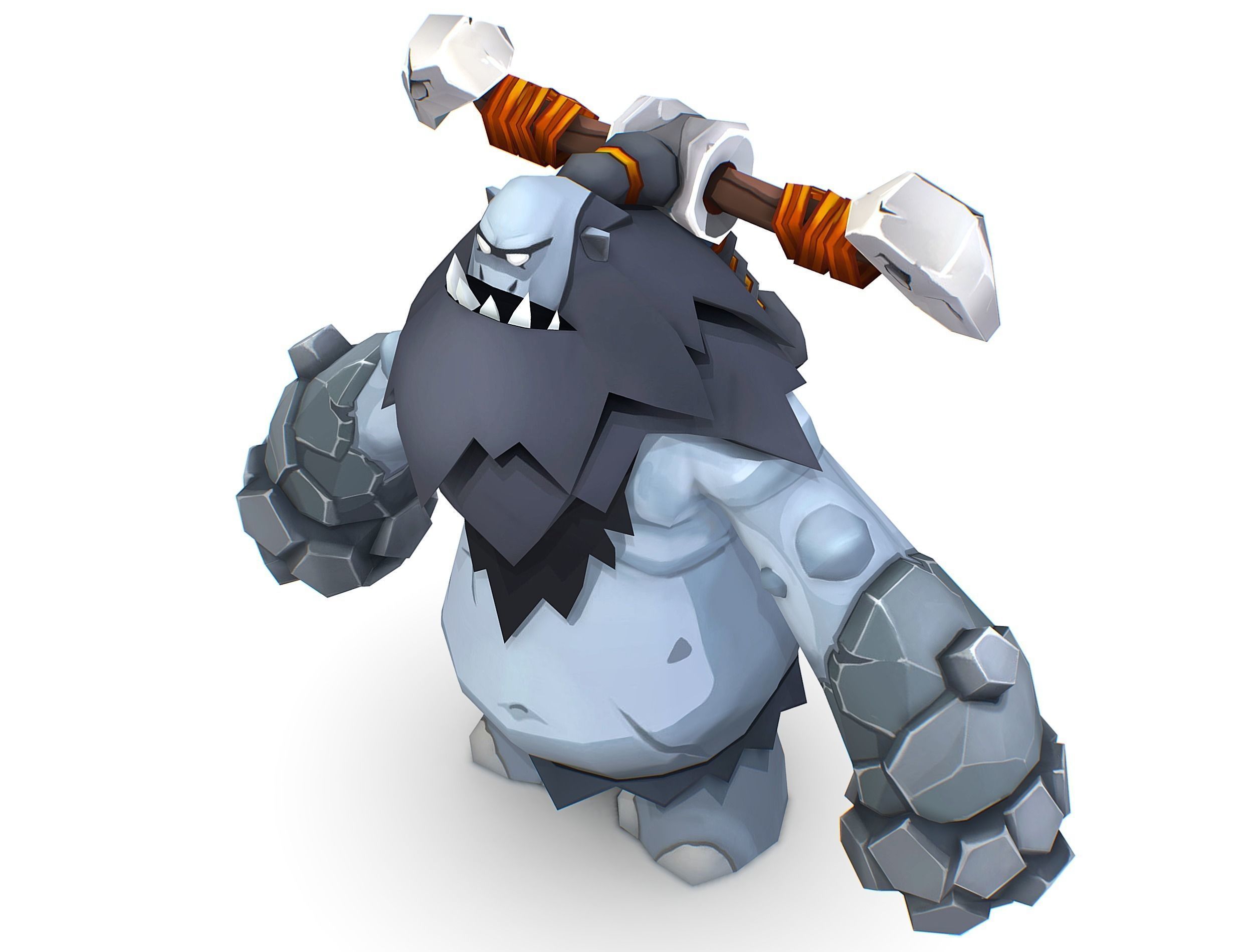 Grey Giant Golem Troll Snowman Viking Warrior Iceman Low-poly 3D model_26
