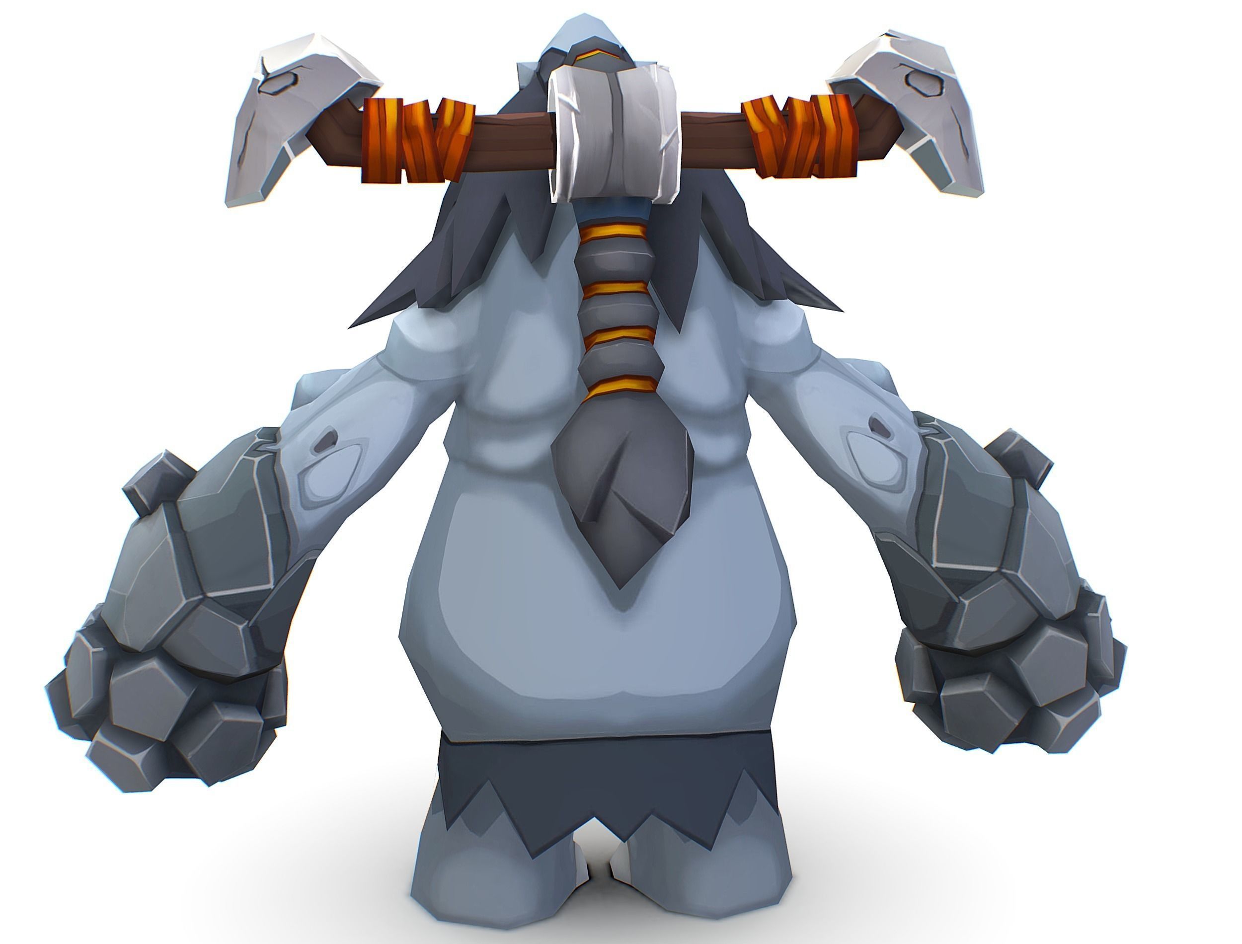 Grey Giant Golem Troll Snowman Viking Warrior Iceman Low-poly 3D model_11