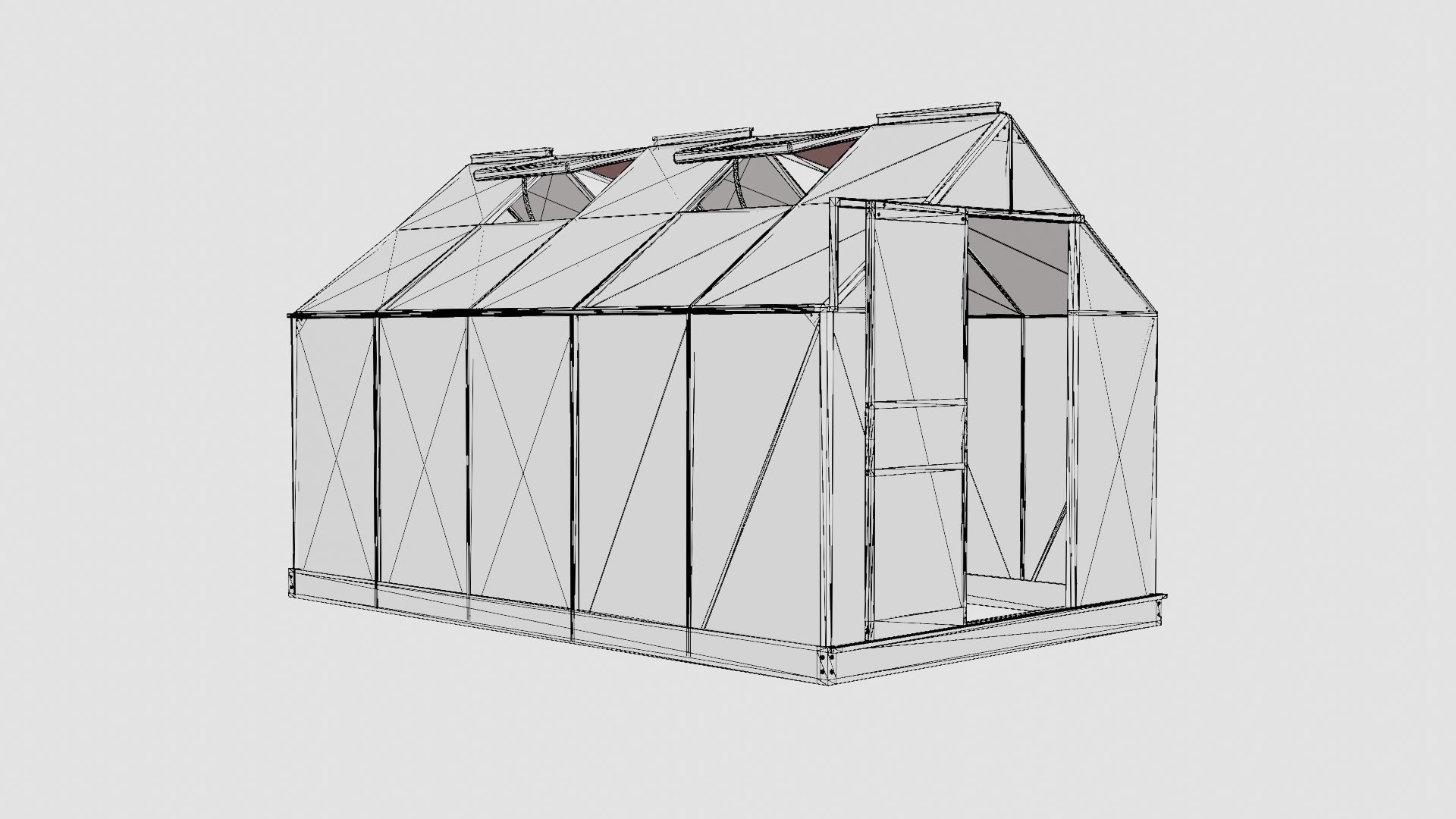 Greenhouse Venus 6200 Glass Black Low-poly 3D model_7