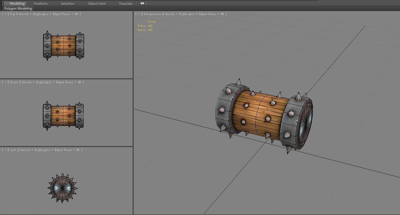 Game Trap - Cartoon Rolling Wood Low-poly 3D model_4