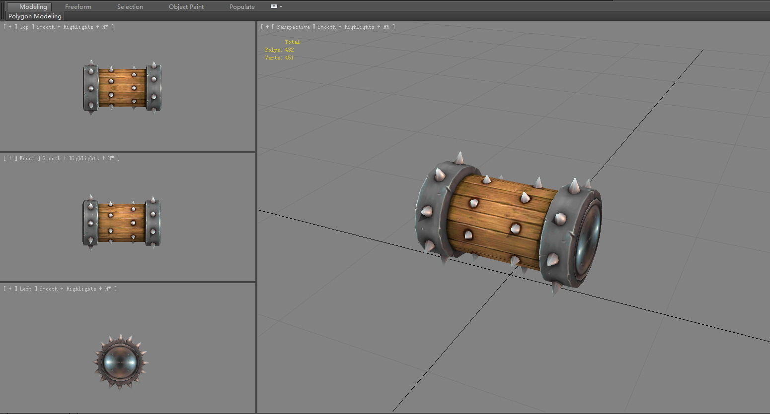 Game Trap - Cartoon Rolling Wood Low-poly 3D model_3