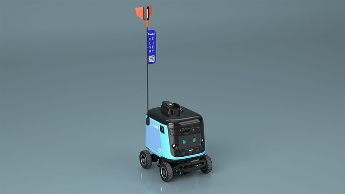 Delivery Robot Kiwibot Cyan 3D model 4