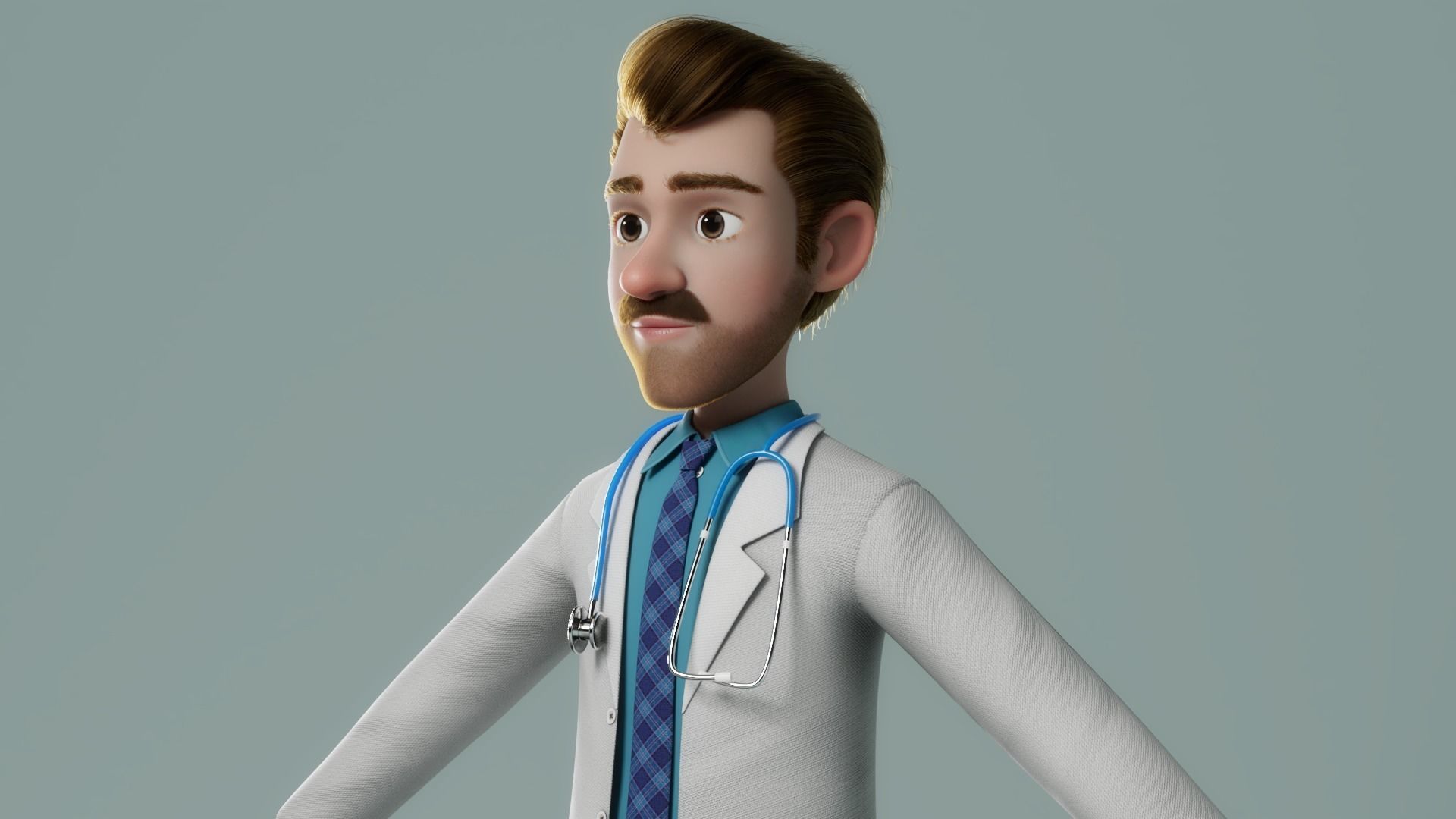 Cartoon Doctor Rigged 3D model_2