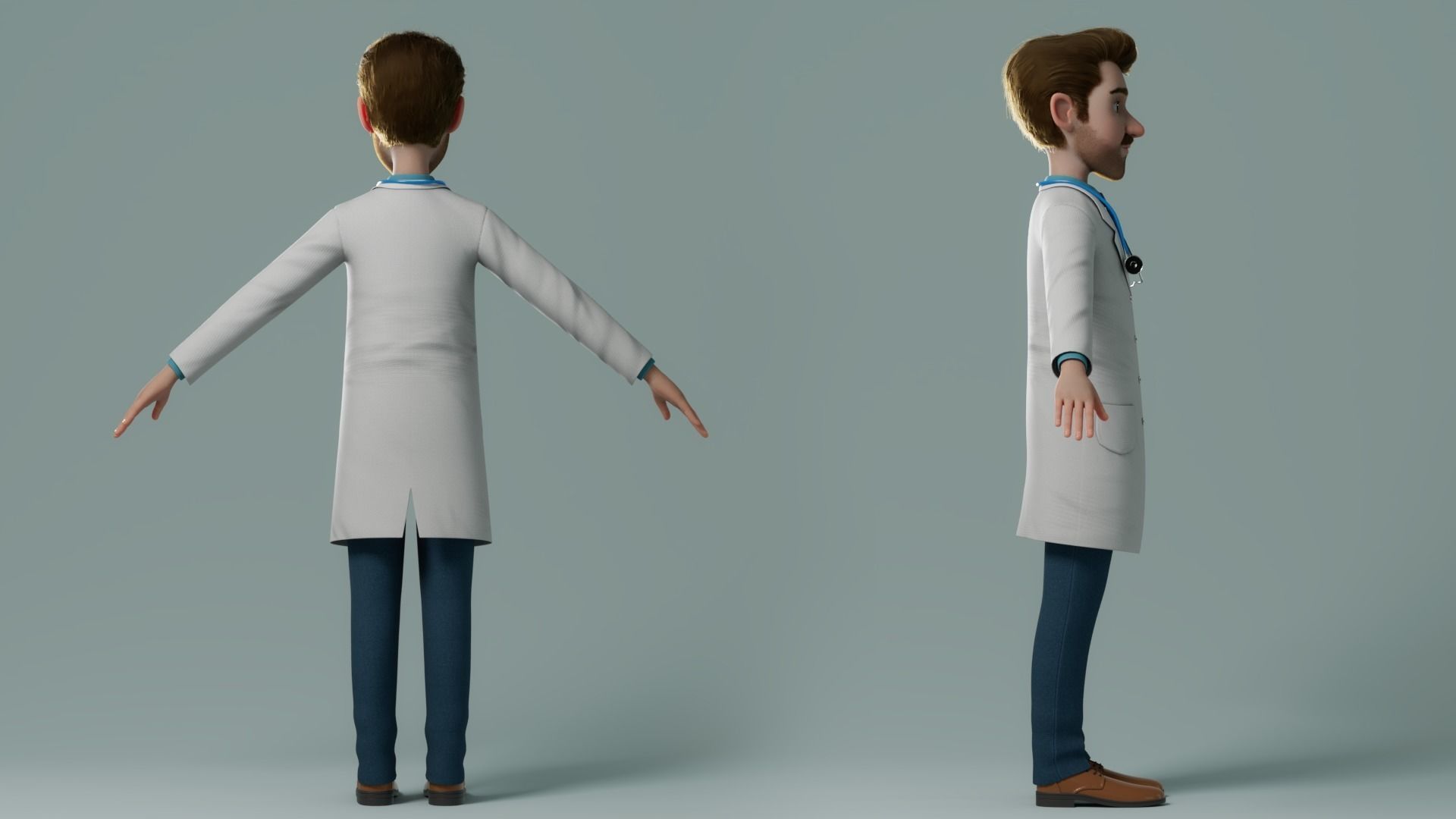 Cartoon Doctor Rigged 3D model_15