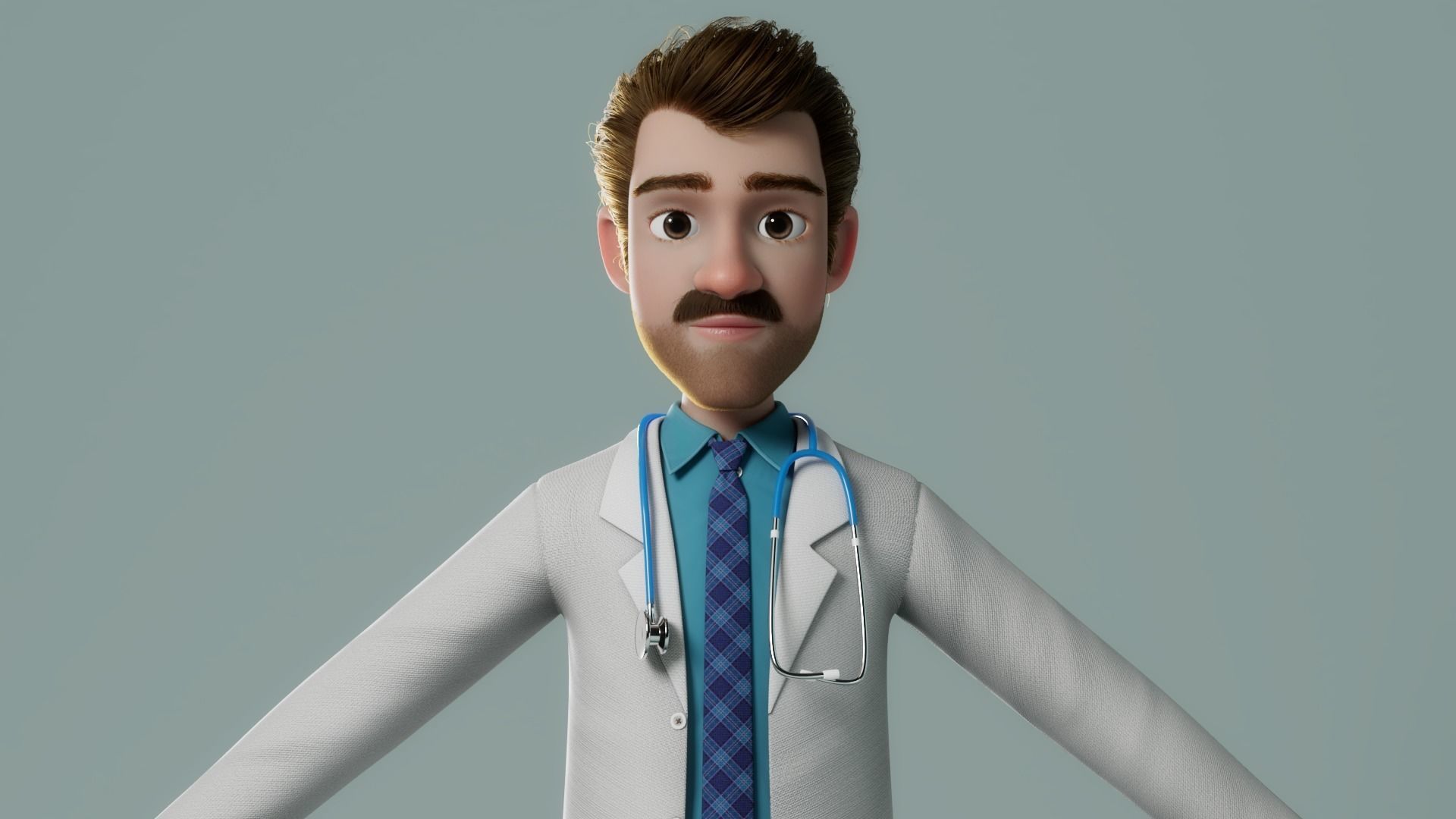 Cartoon Doctor Rigged 3D model_3