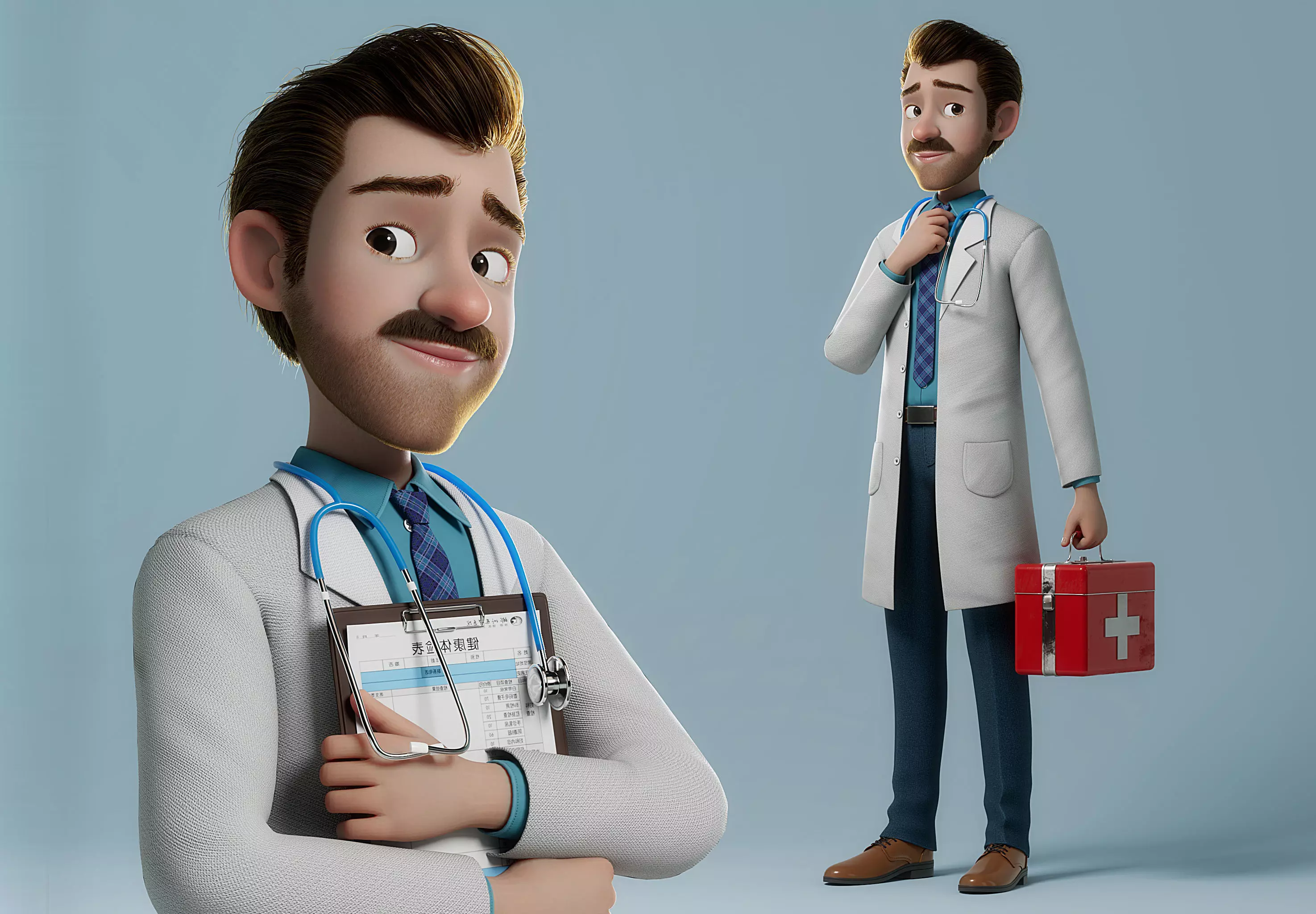 Cartoon Doctor Rigged 3D model_0