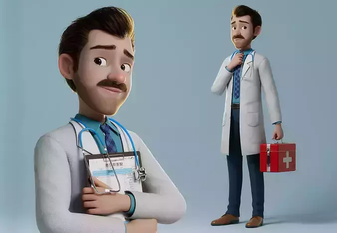 Cartoon Doctor Rigged 3D model
