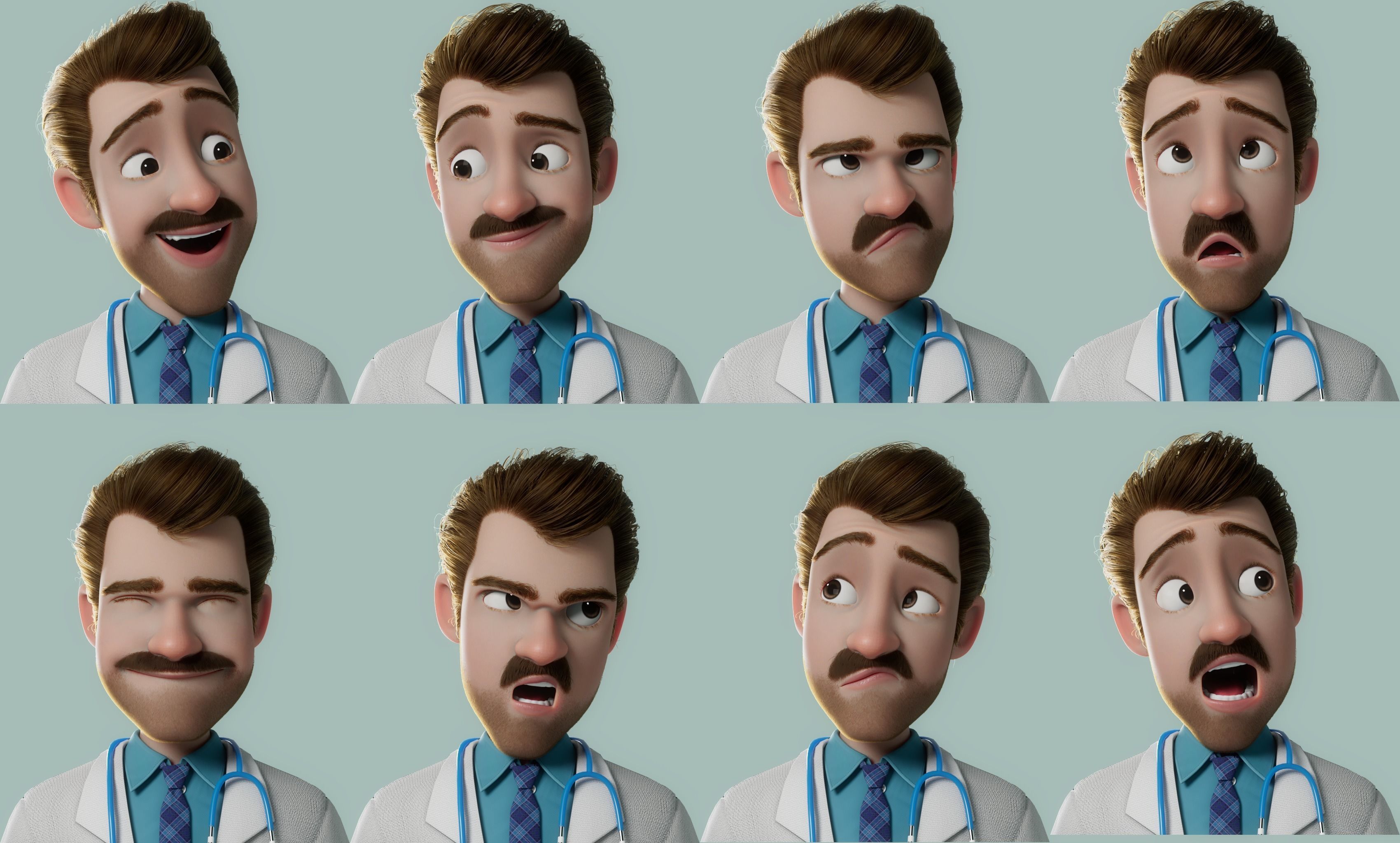 Cartoon Doctor Rigged 3D model_1