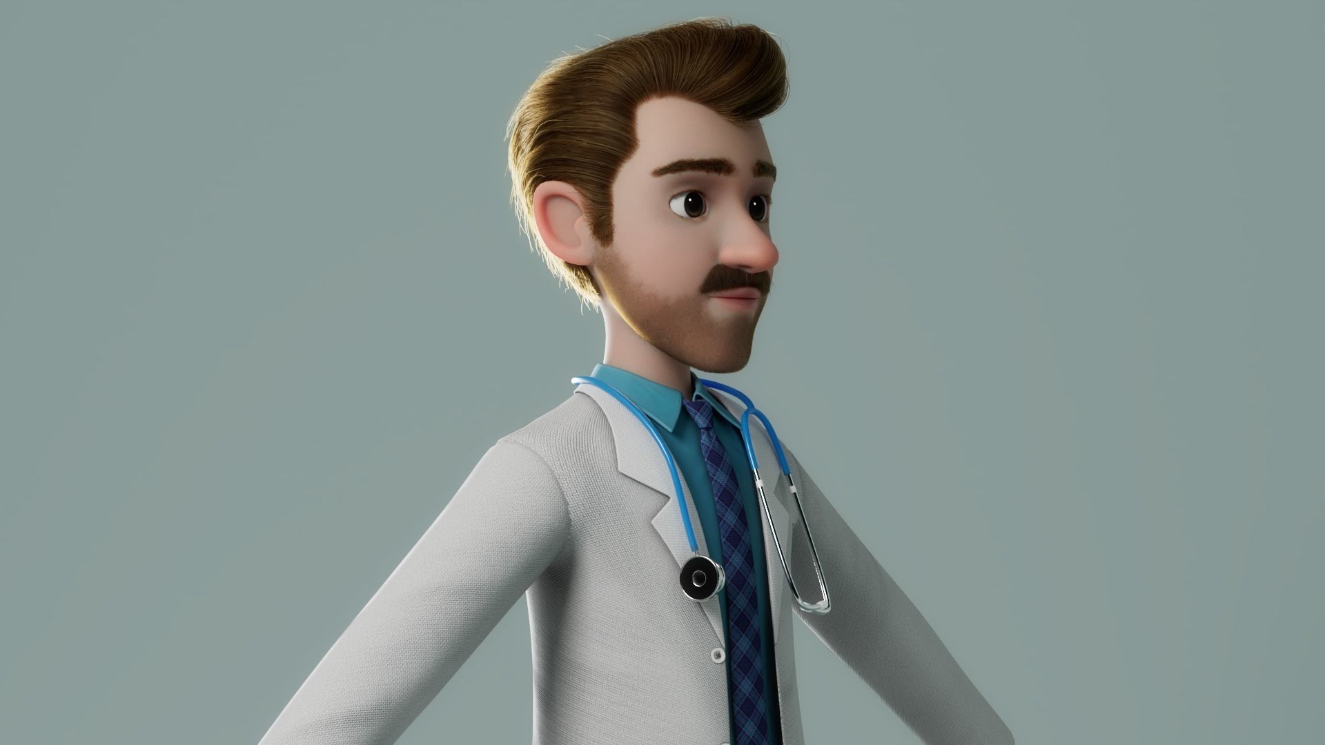 Cartoon Doctor Rigged 3D model_4