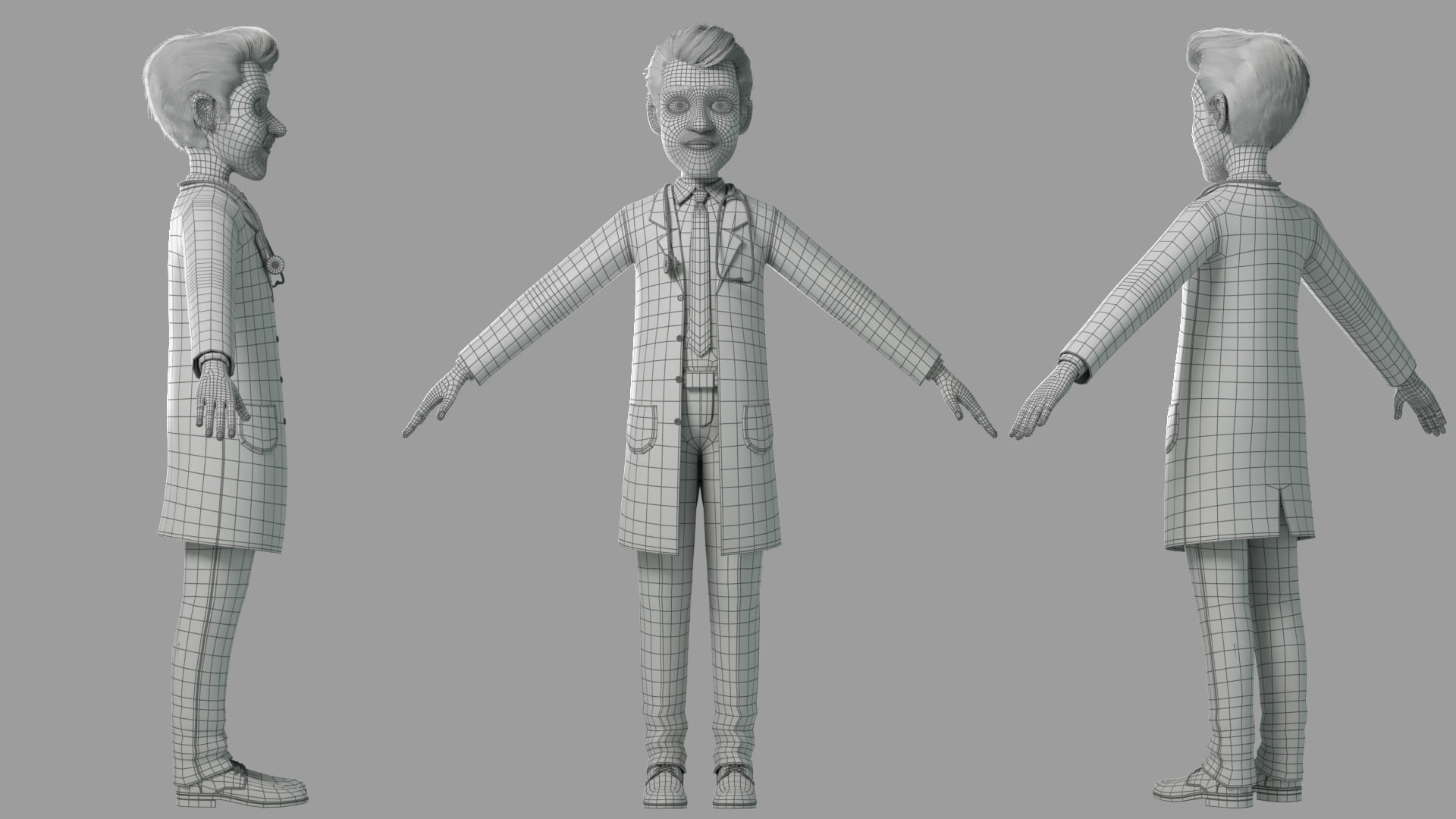 Cartoon Doctor Rigged 3D model_16