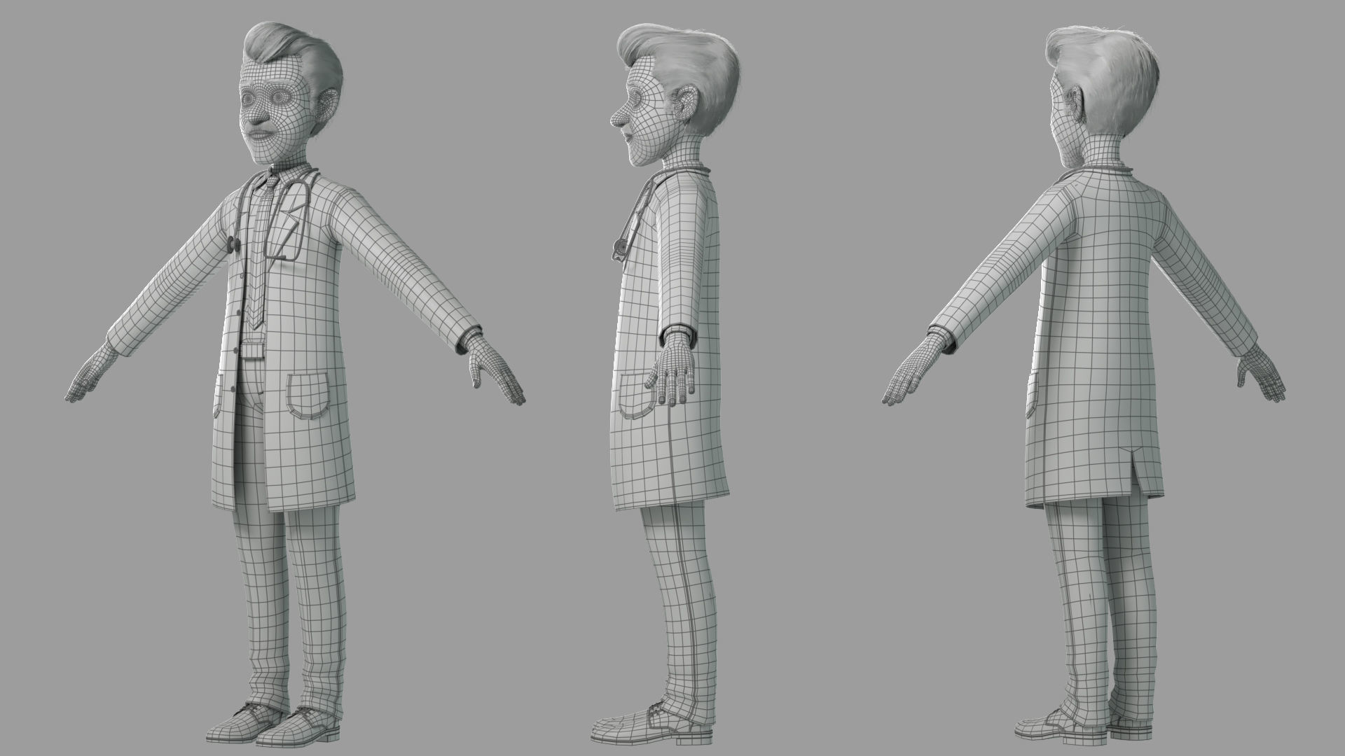 Cartoon Doctor Rigged 3D model_18