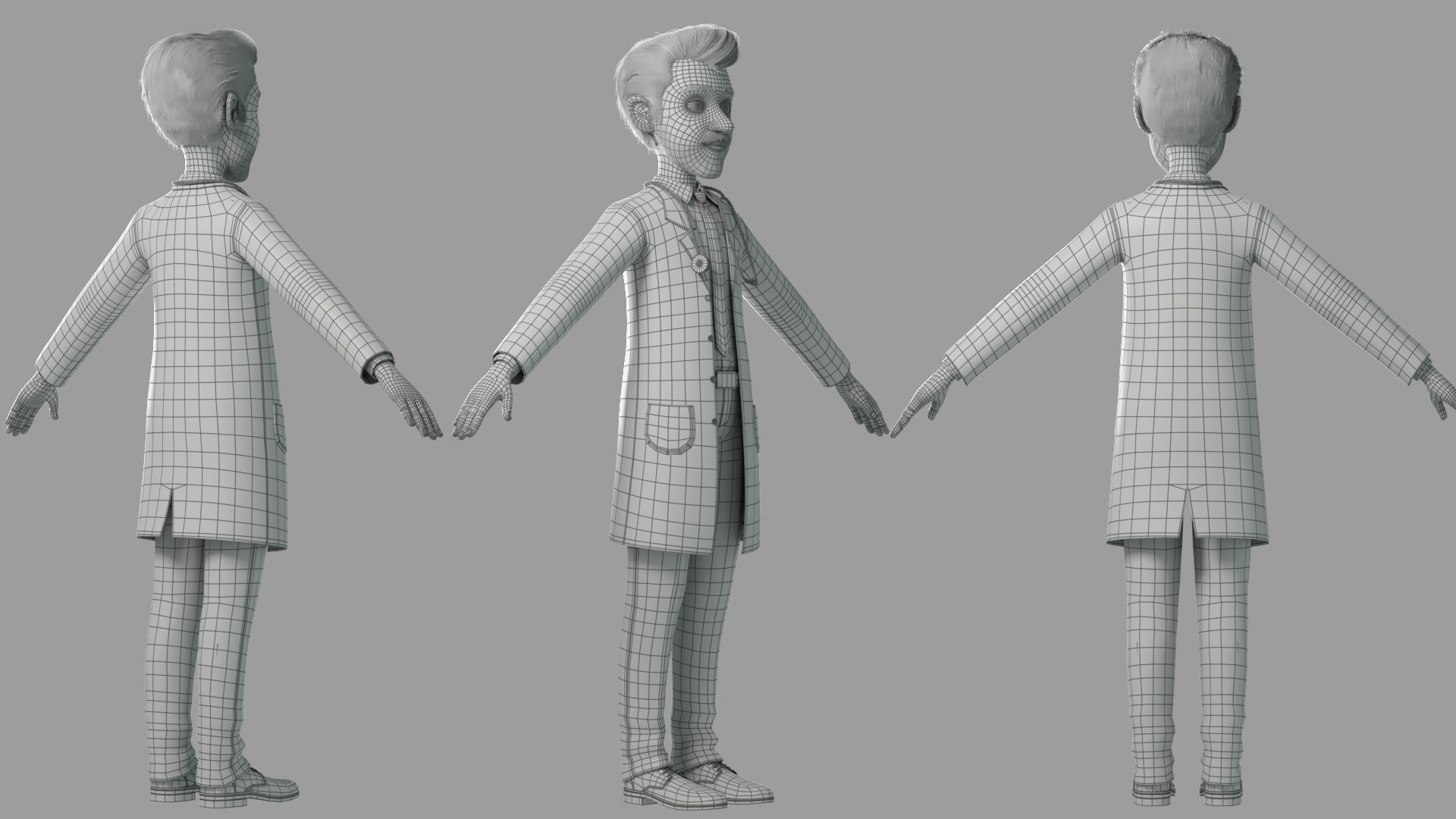 Cartoon Doctor Rigged 3D model_17