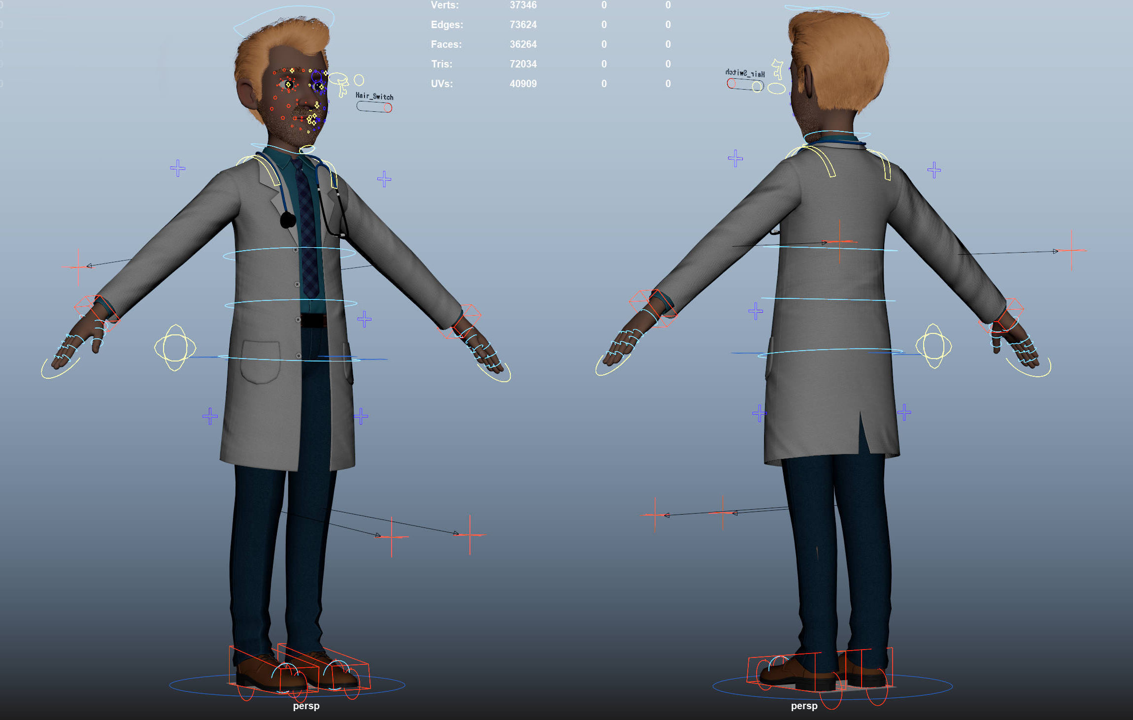 Cartoon Doctor Rigged 3D model_19
