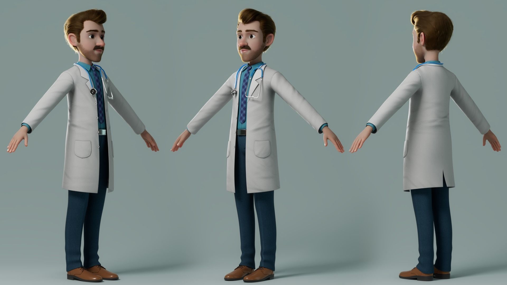 Cartoon Doctor Rigged 3D model_13