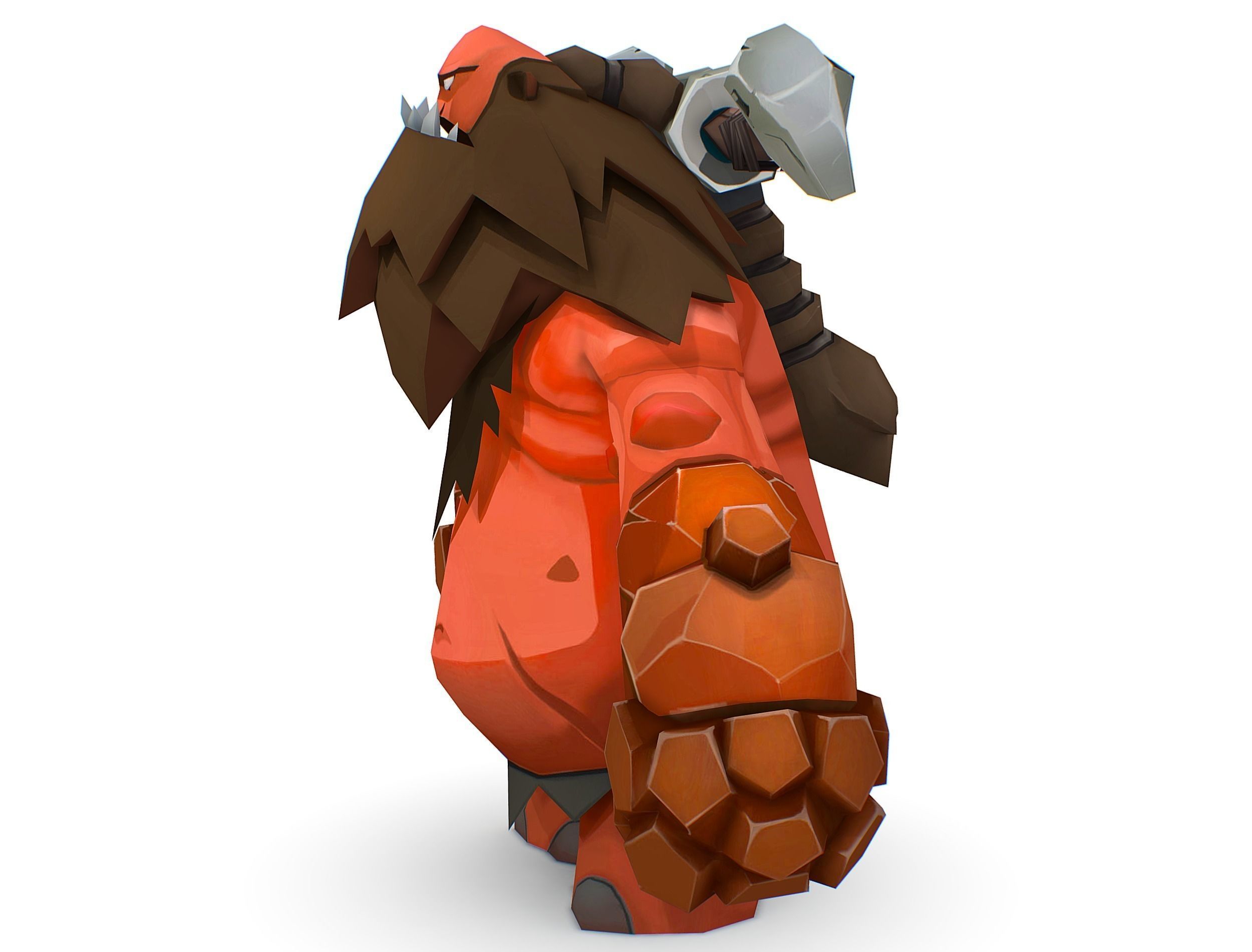 Red Giant Golem Troll Snowman Viking Warrior Iceman Low-poly 3D model_17