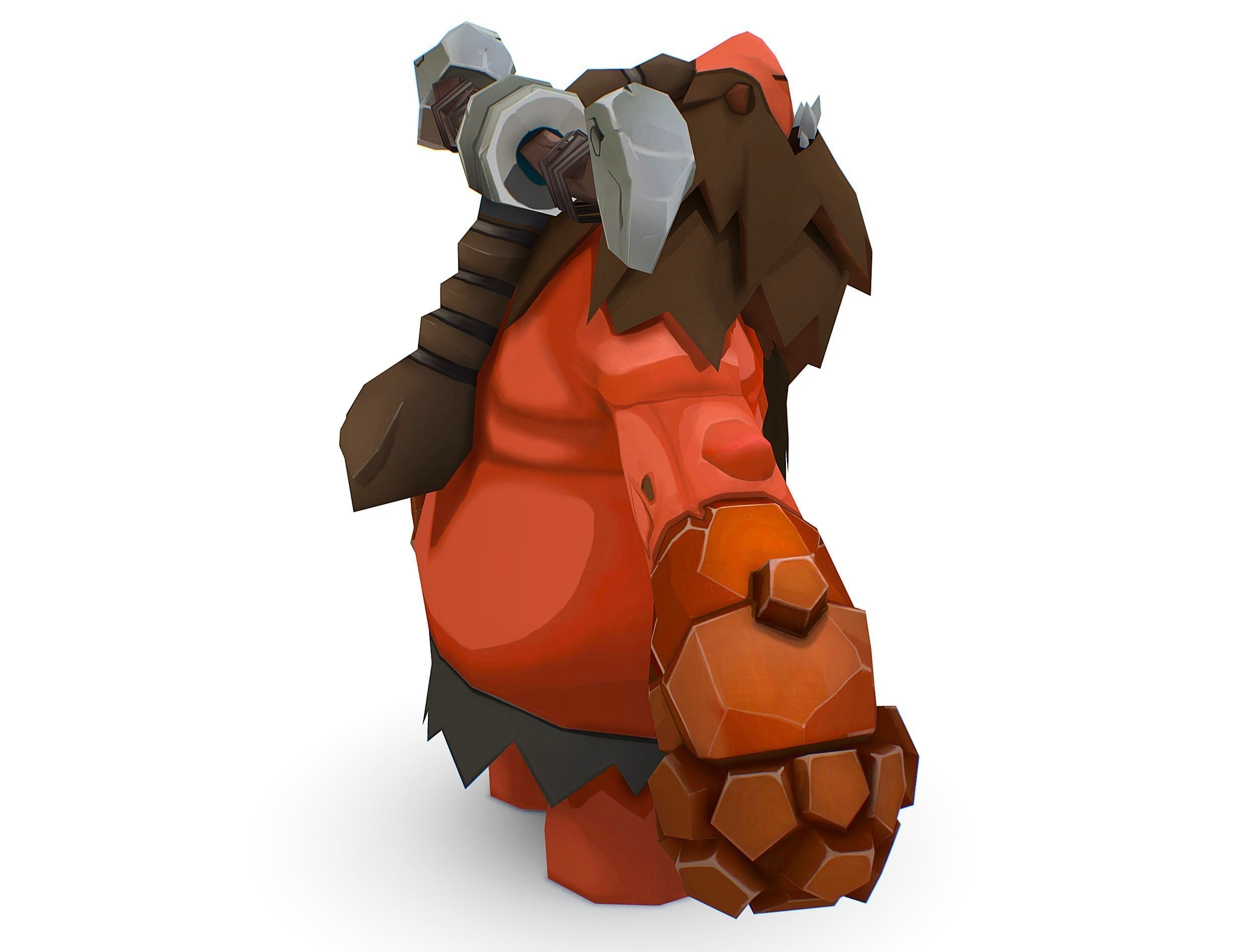 Red Giant Golem Troll Snowman Viking Warrior Iceman Low-poly 3D model_6