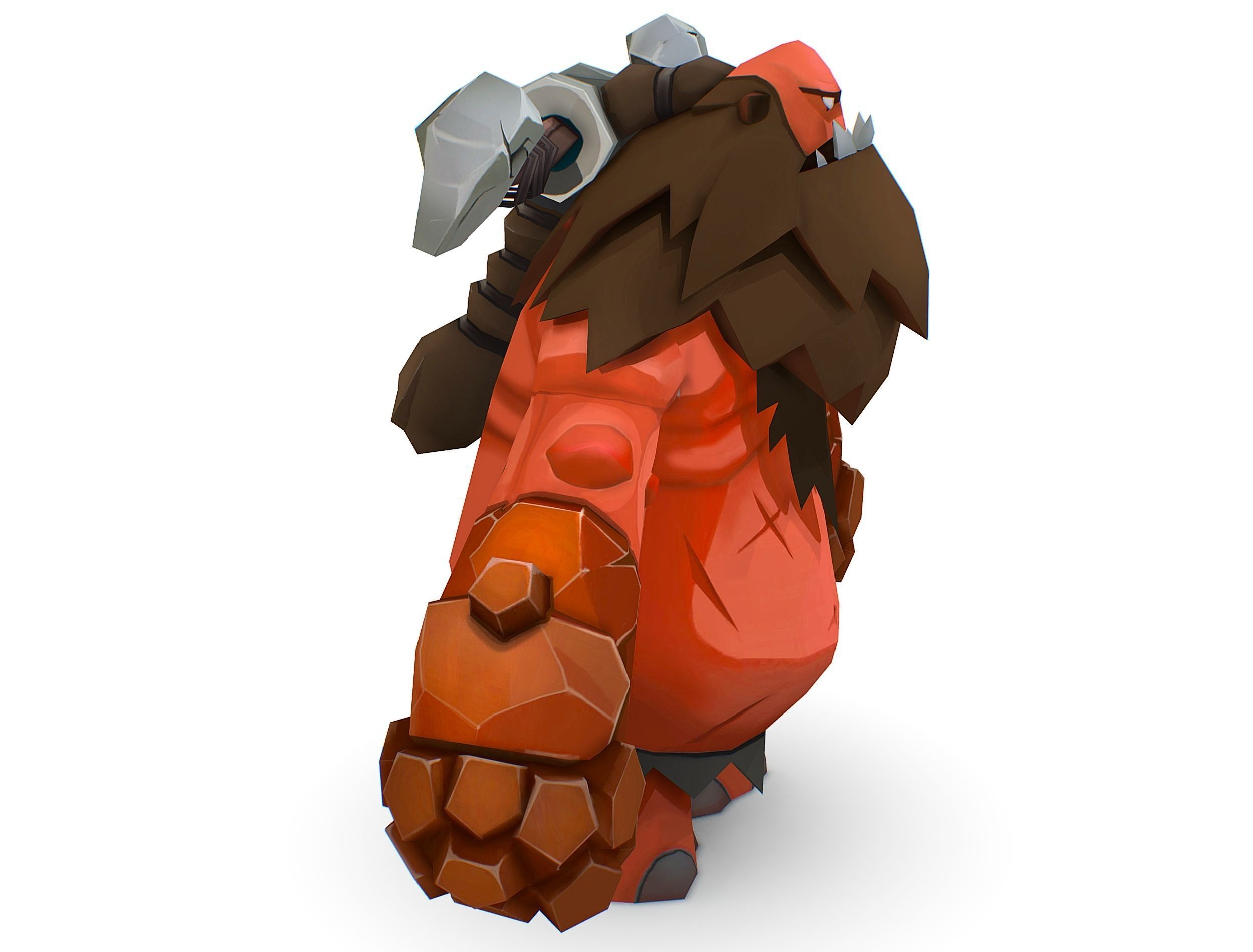 Red Giant Golem Troll Snowman Viking Warrior Iceman Low-poly 3D model_3