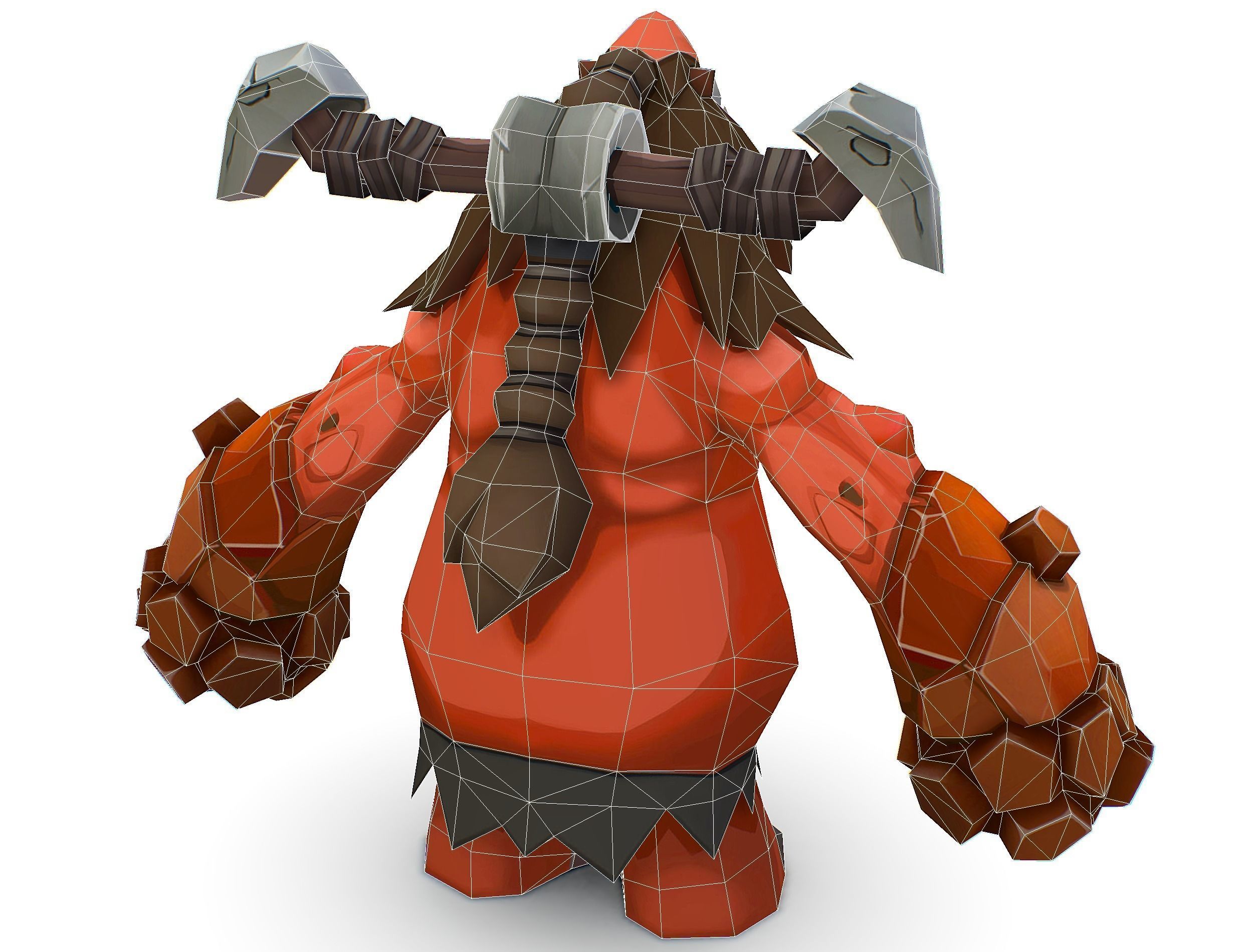 Red Giant Golem Troll Snowman Viking Warrior Iceman Low-poly 3D model_33