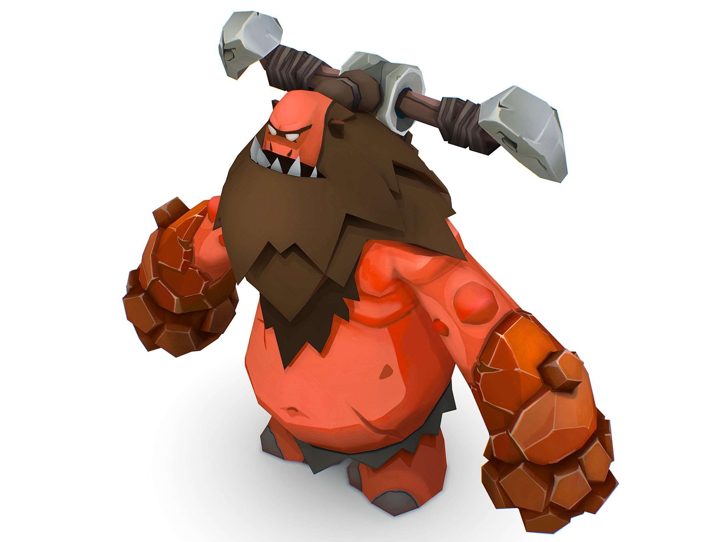 Red Giant Golem Troll Snowman Viking Warrior Iceman Low-poly 3D model_28