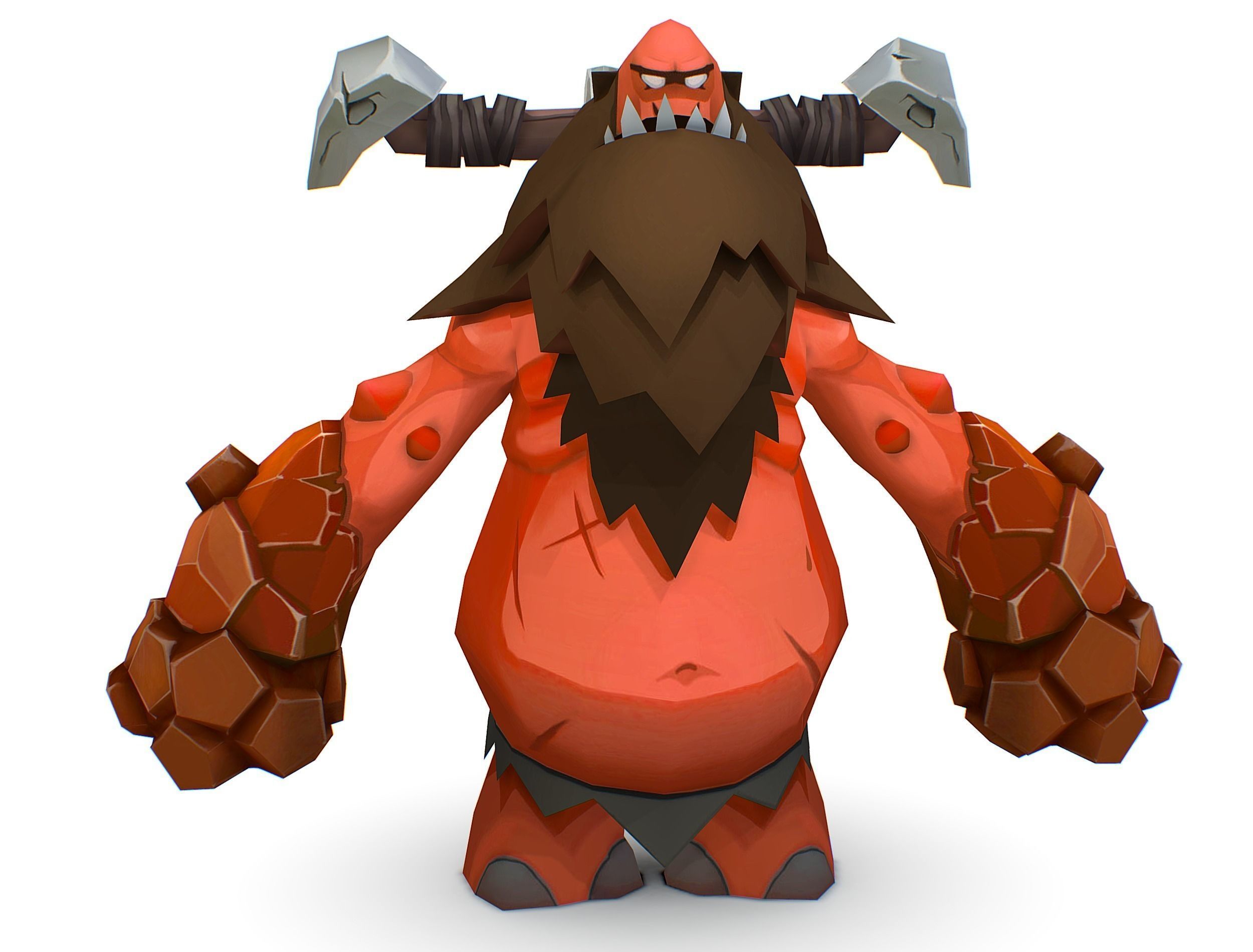Red Giant Golem Troll Snowman Viking Warrior Iceman Low-poly 3D model_21