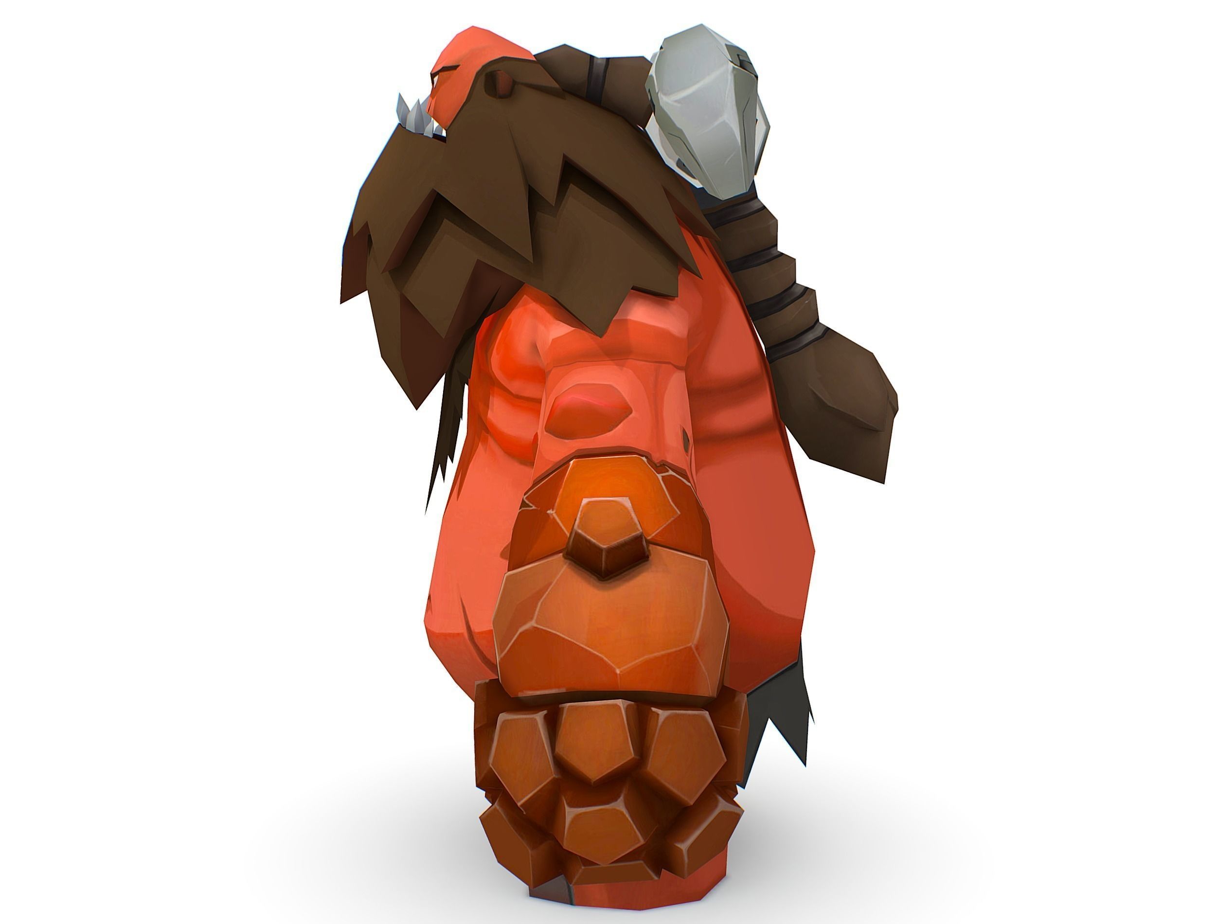 Red Giant Golem Troll Snowman Viking Warrior Iceman Low-poly 3D model_16